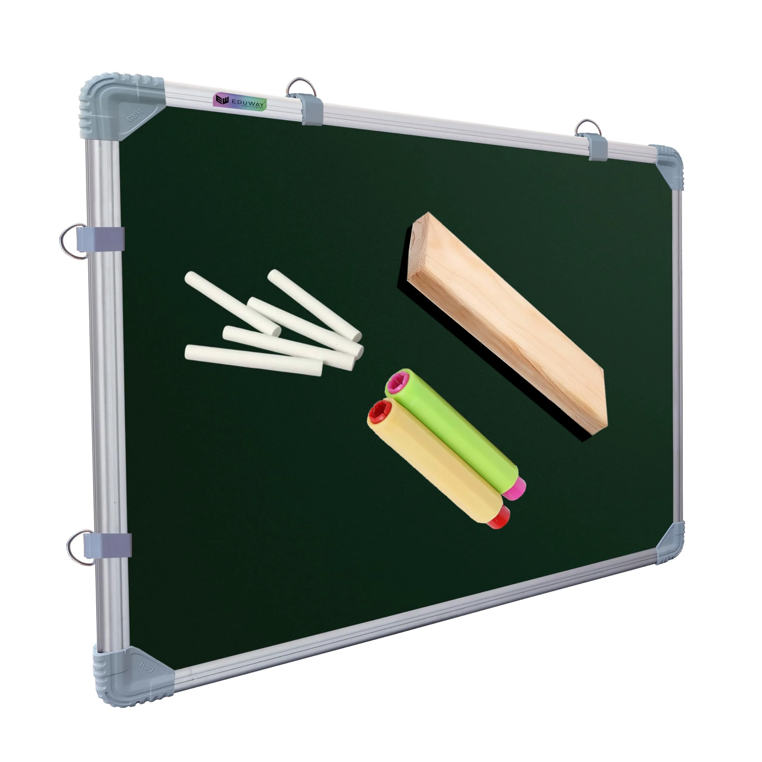 Eduway 2X3 Ft. Kunj Non-Magnetic Double-Sided Chalk Board & White Board (Combo Pack) With 1 Wooden Duster, 2 Chalk Holders, 10 N