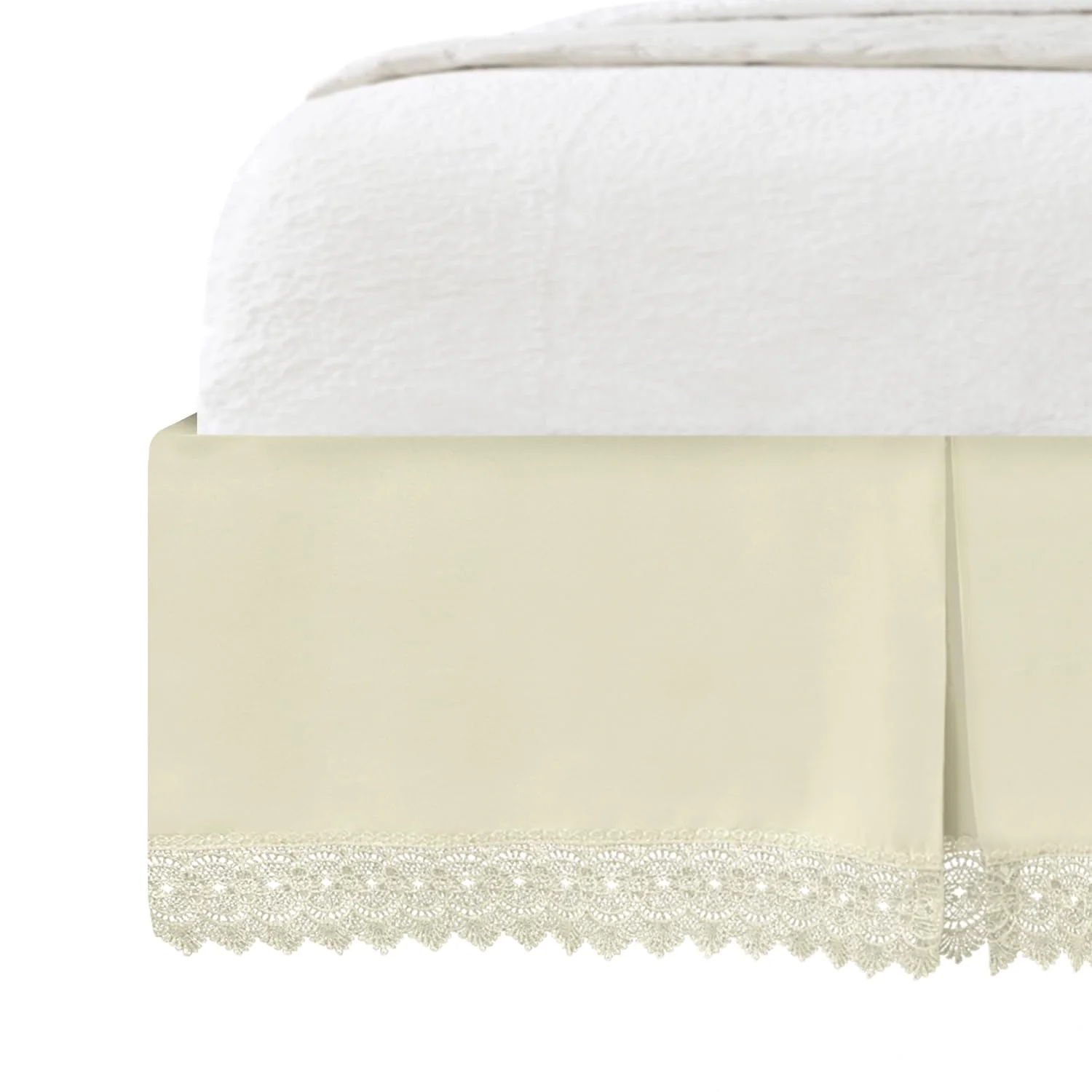 Elegant Comfort Narina Collection Lace Bed Skirt 15Inch Drop, 1500 Thread Count Egyptian Quality, Sophisticated Design For A Vin