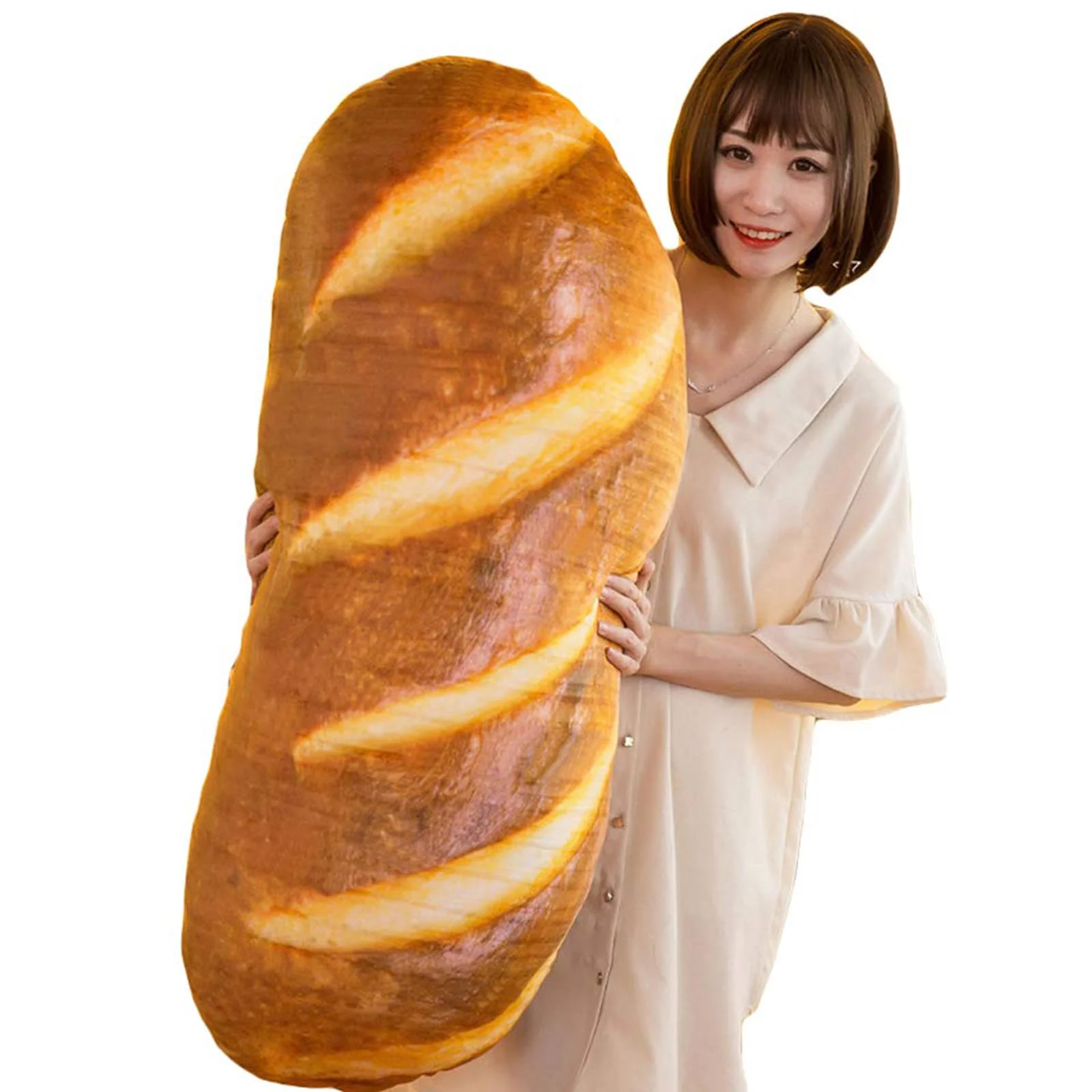 Elfishgo 3D Simulation Bread Shape Pillow,Soft Butter Bread Food Plush Cushion Stuffed Toy For Home Decor 31.5'