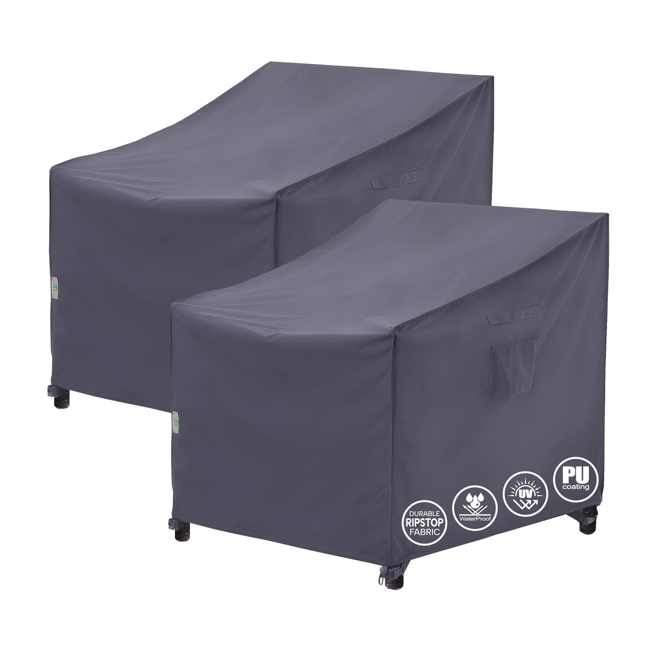F&J Outdoors Patio Chair Covers Waterproof UV Resistant Heavy Duty Outdoor Lounge Chair Adirondack Chair Cover, Grey, 2Pack, 33