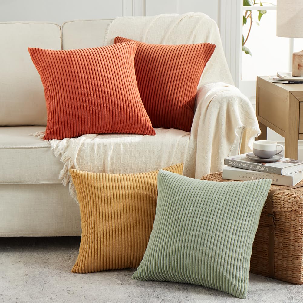 Fancy Homi Set Of 4 Boho Big Decorative Throw Pillow Covers 24X24 Inch For Couch Bed Sofa Bedroom, Aesthetic Modern Home Decor,