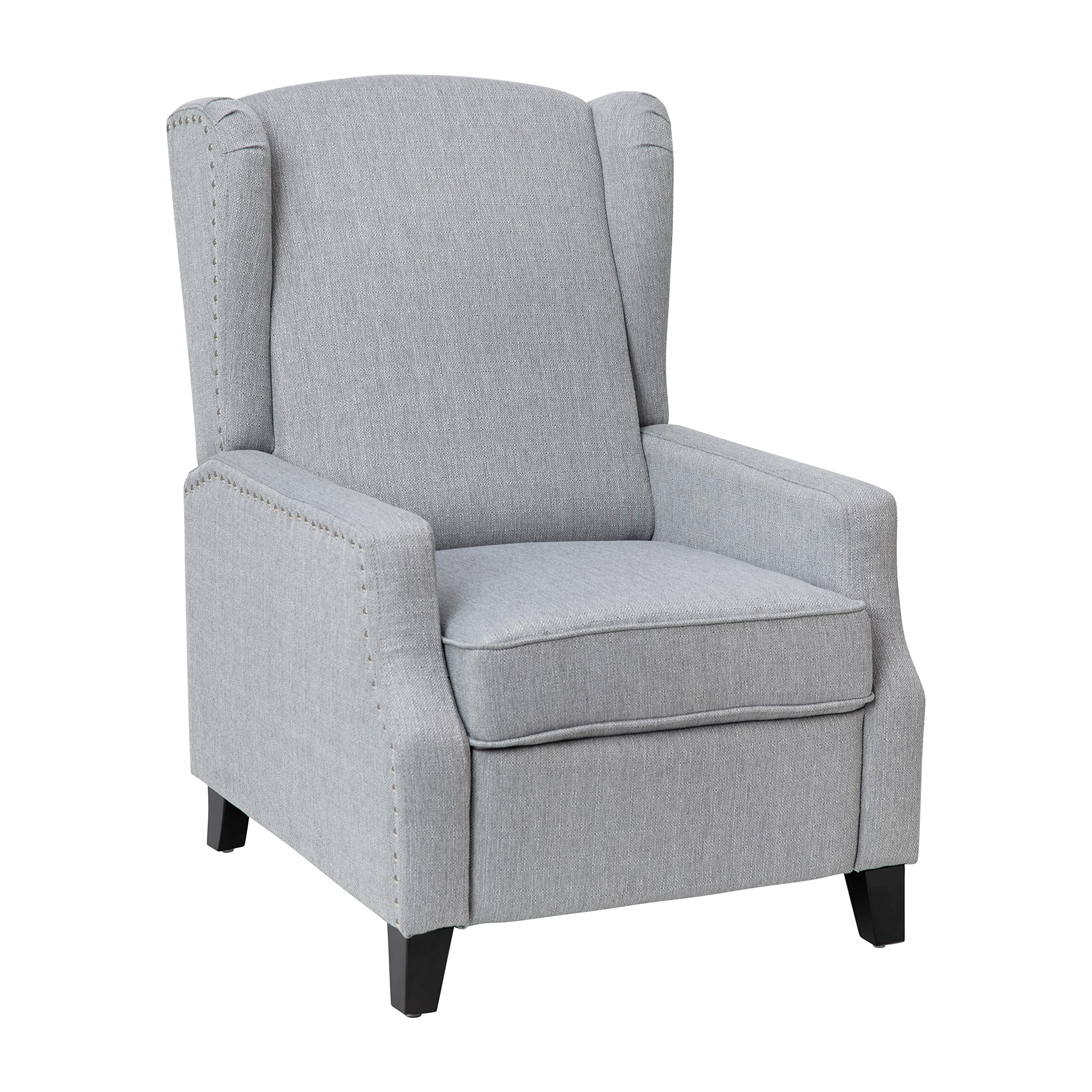 Flash Furniture Prescott Polyester Fabric Upholstered Slim Wingback Recliner, Modern Pushback Recliner Chair with Pocket Spring