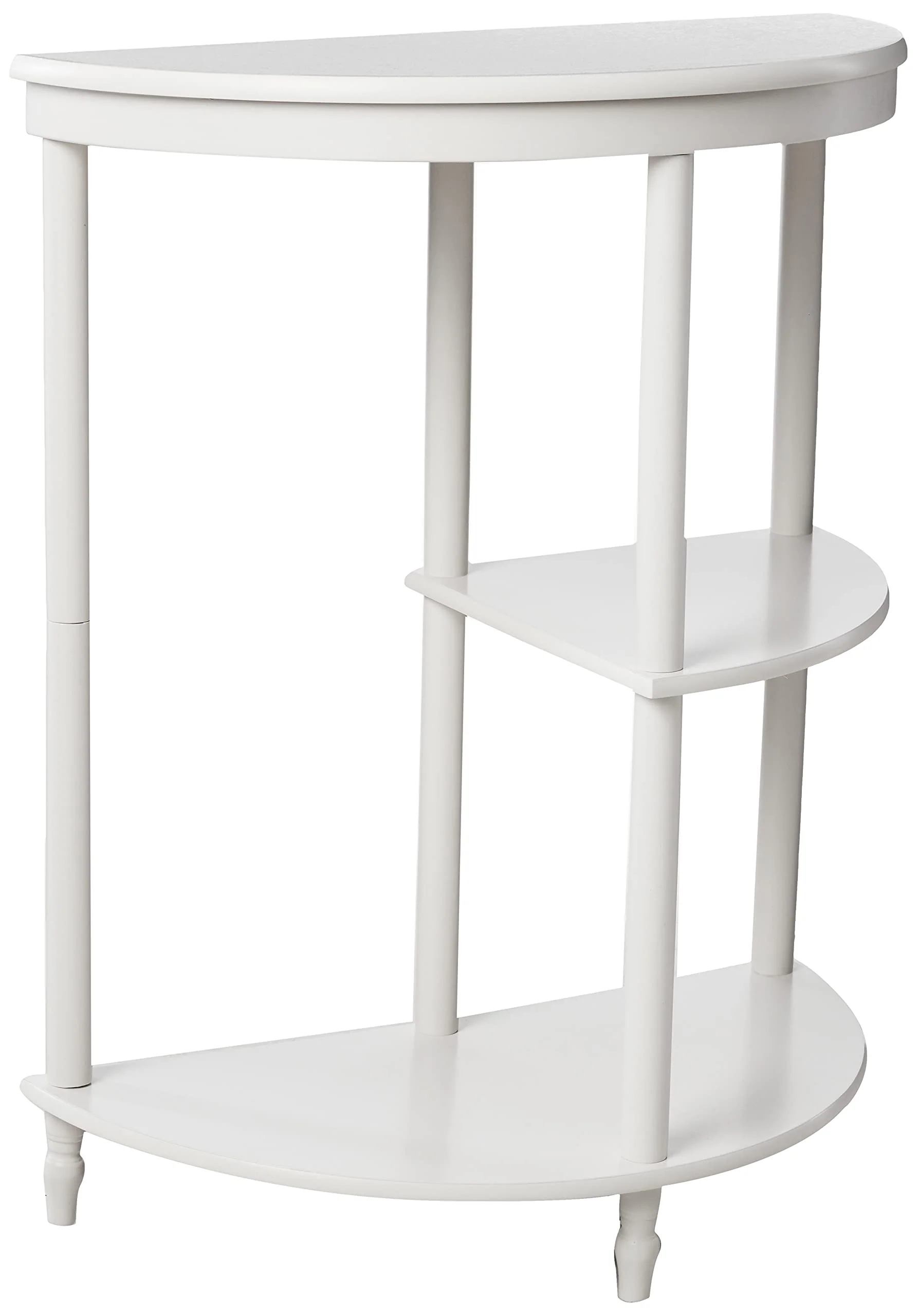 Frenchi Home Furnishing Half Moon Console Table, White, 14.38 in x 26.6 in x 6.5 in