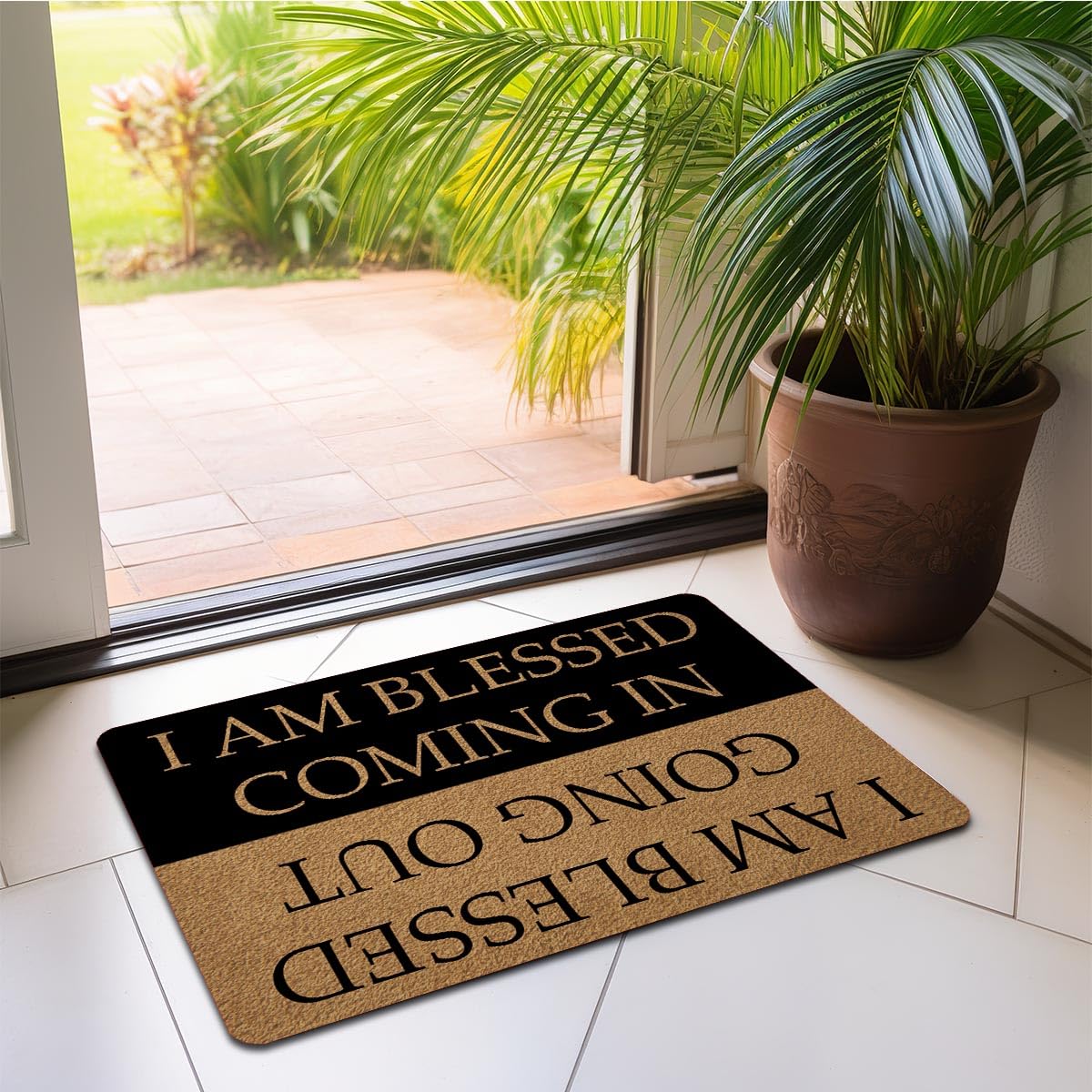 Funny Welcome Doormat with Anti-Slip Rubber Back Prank Gift Home Decor Area Rugs for The Entrance Way Indoor Mats (I AM Blessed