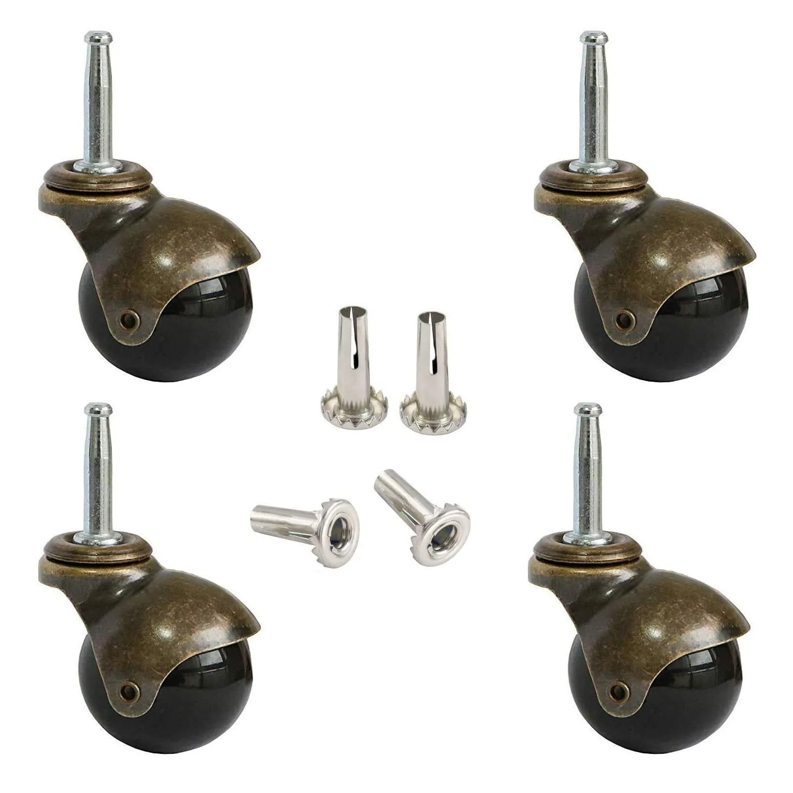 Furniture Ball Caster Wheels, Vintage Furniture Replacement Castors For Chair, Leaf Table, Tea Trolley,Load Capacity 30Kg Each F