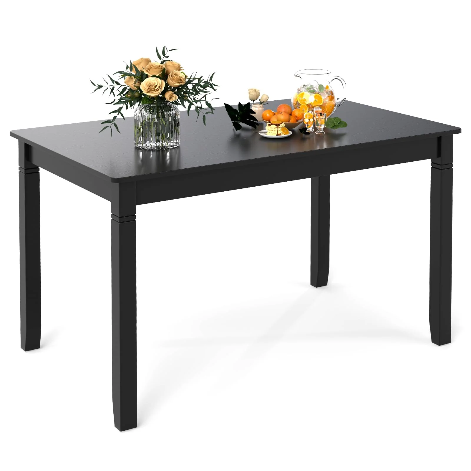 Giantex Dining Table for 4 People, 48x 29 Kitchen Table with Wood Legs, Load 330 Lbs, Rectangular Dinner Table for Small Space,
