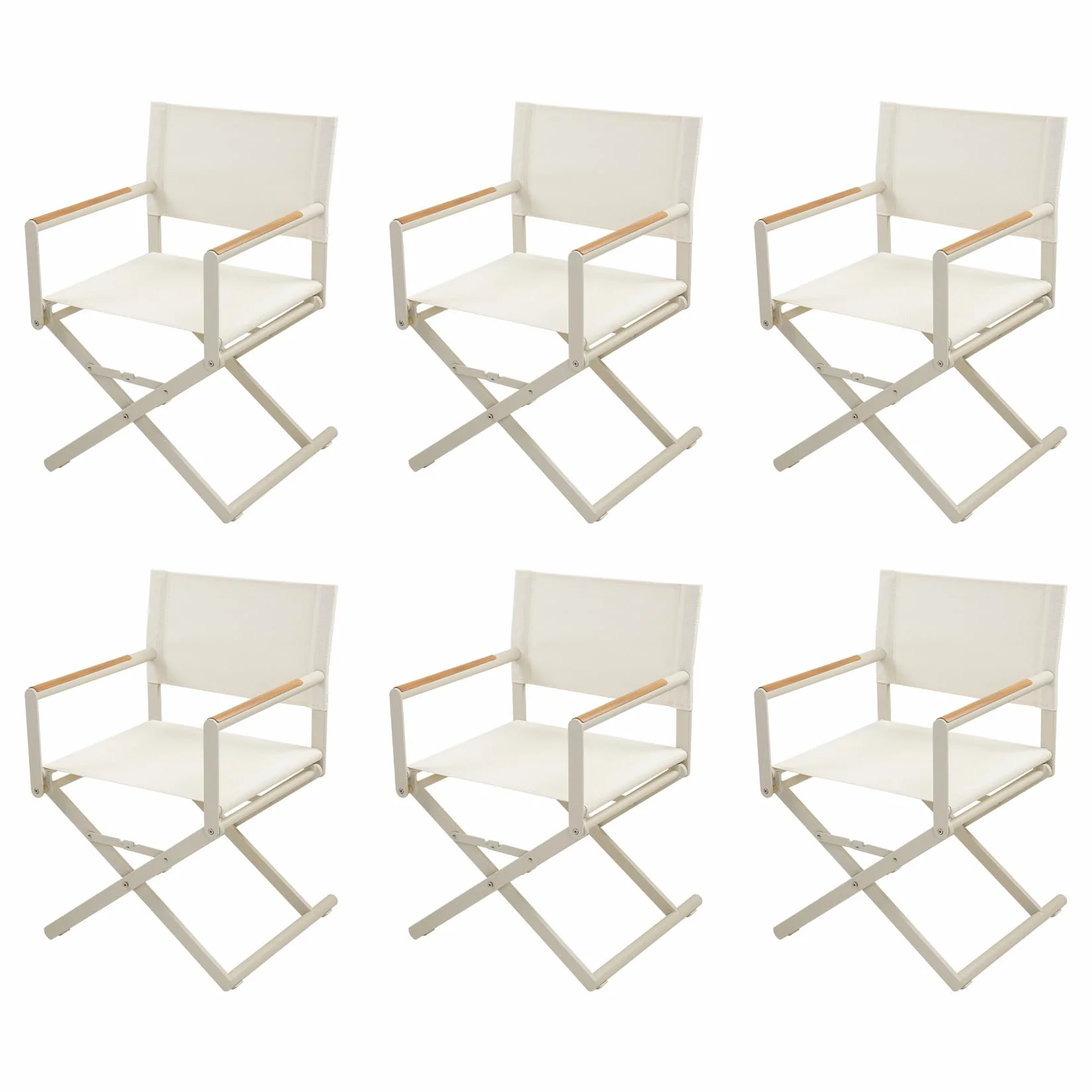 Grand Patio Extra-Wide 6-Pack Directors Chairs, Folding Dining Chair Set Of 6 With Sling And Woodgrain Armrests, Outdoor, Aprico