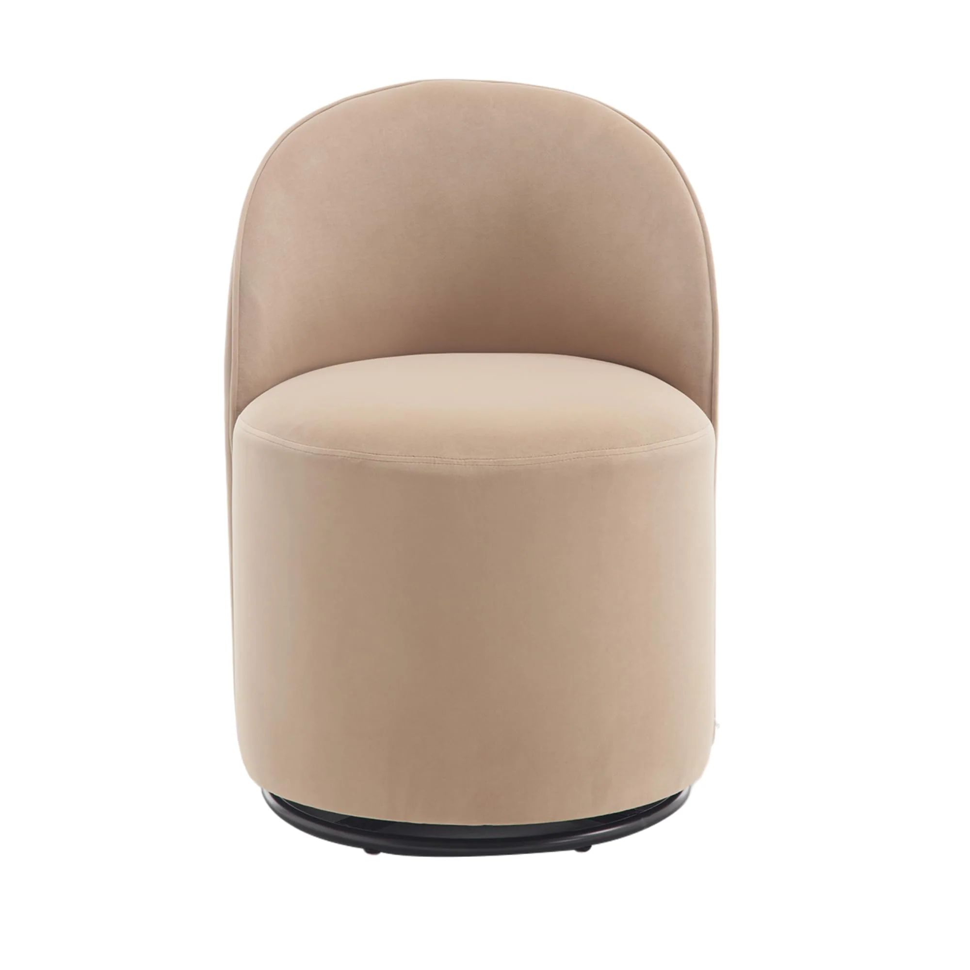 Hny Upholstered Kitchen & Dining Room Barrel Chair, Mid Century Modern Round Velvet Dining Chair, 360 Degree Swivel Comfy Armles