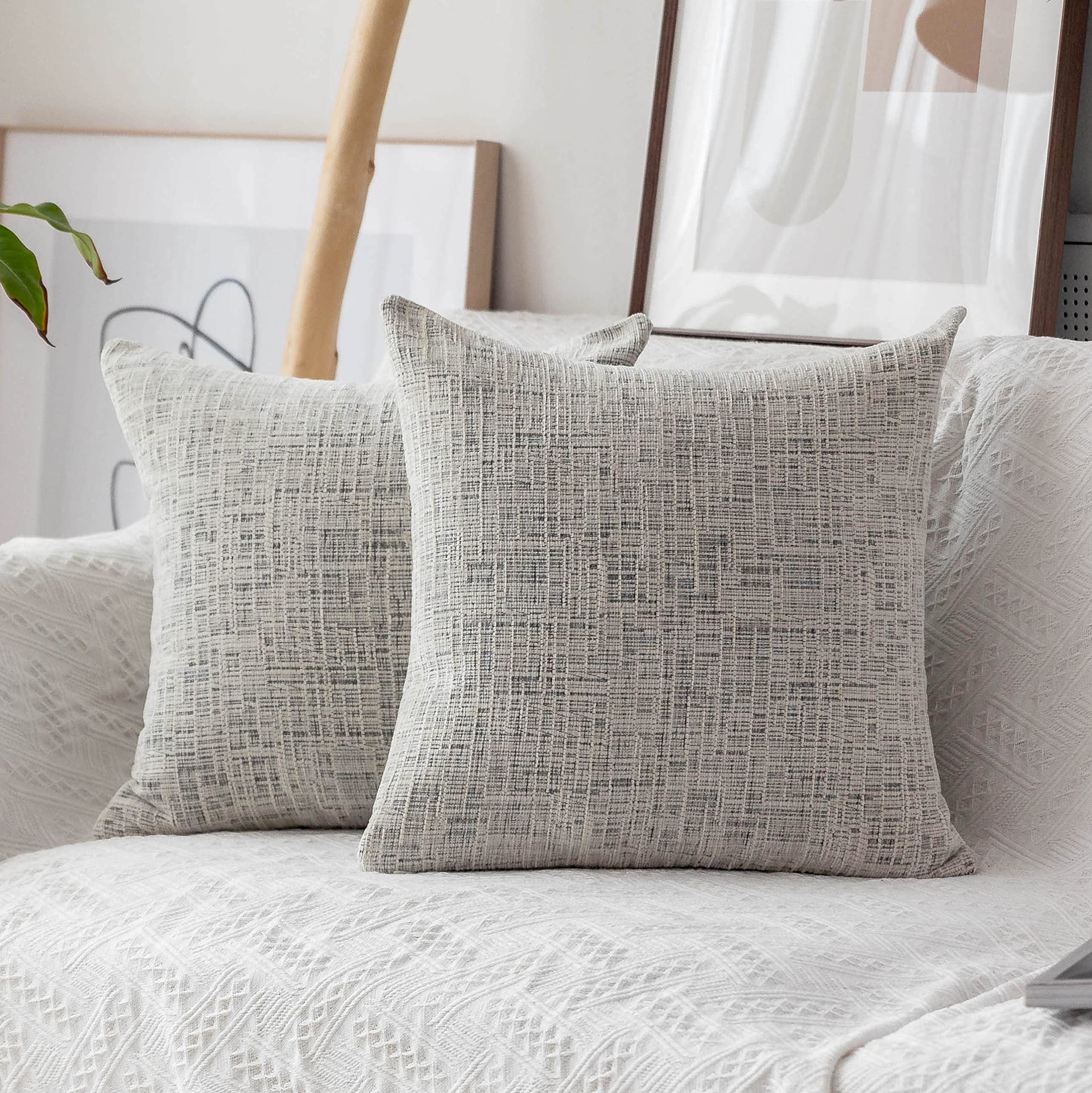 Home Brilliant Textured Throw Pillow Covers Chenille Stripe Velvet Pillowcases For Home Decoriation, Set Of 2, 50X50 Cm(20X20 In