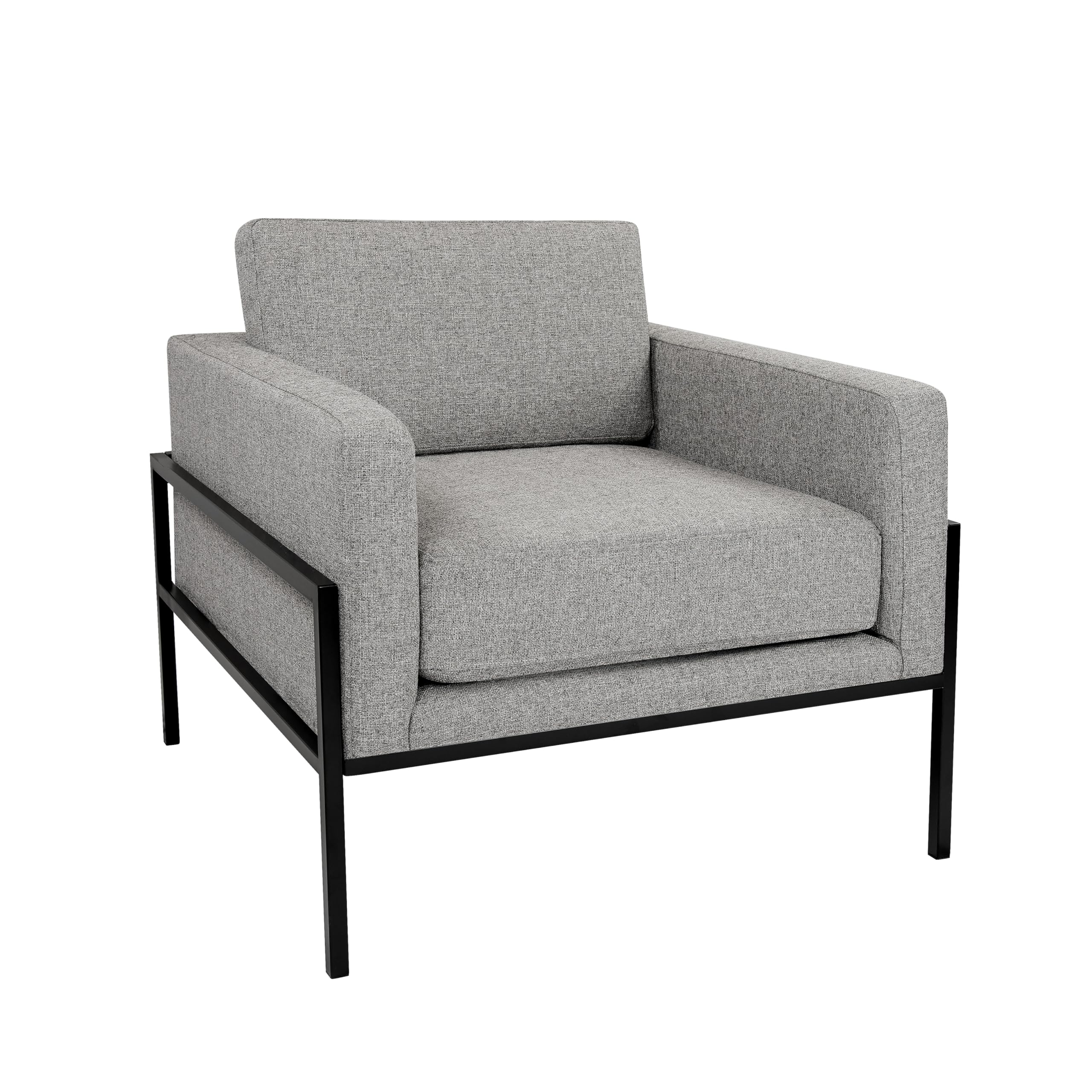 Homepop Modern Metal Frame Accent Chair Home D Cor|Accent Chairs For Living Room & Bedroom - Sustainable Gray Woven