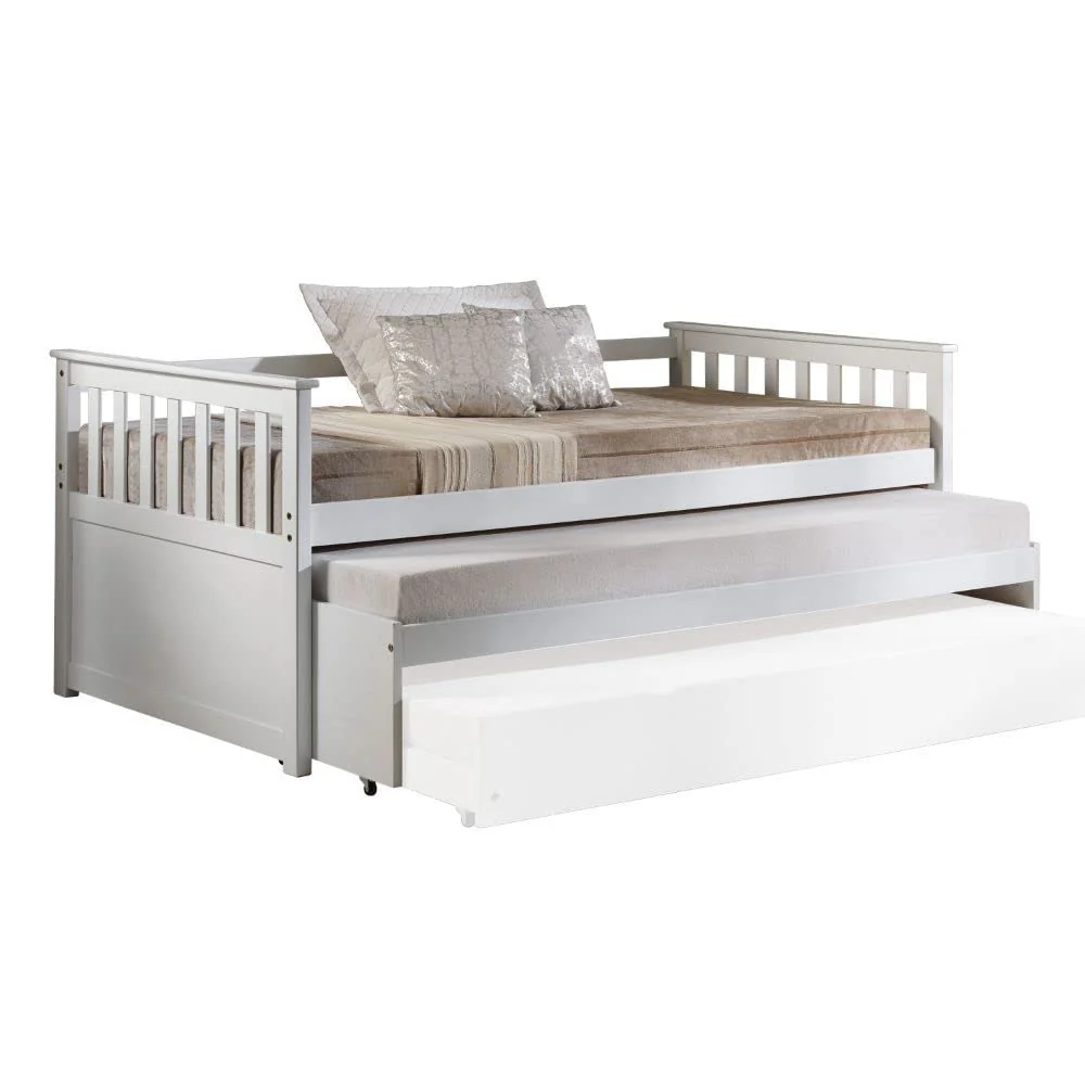 HomeRoots 43 X 80 X 32 White Wood Daybed & Pull-Out Bed