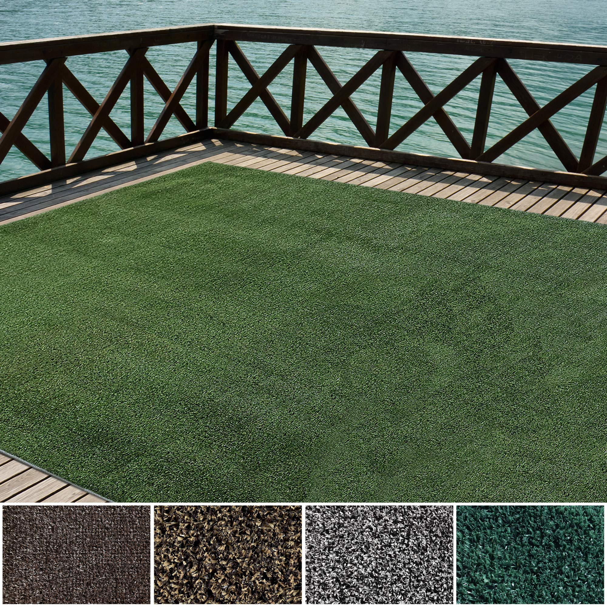 Icustomrug Indoor/Outdoor Turf Carpet & Rugs, Sythentic Grass In Lawn Green 6'X6' Low Pile Artificial Grass With Bound Pre-Finis