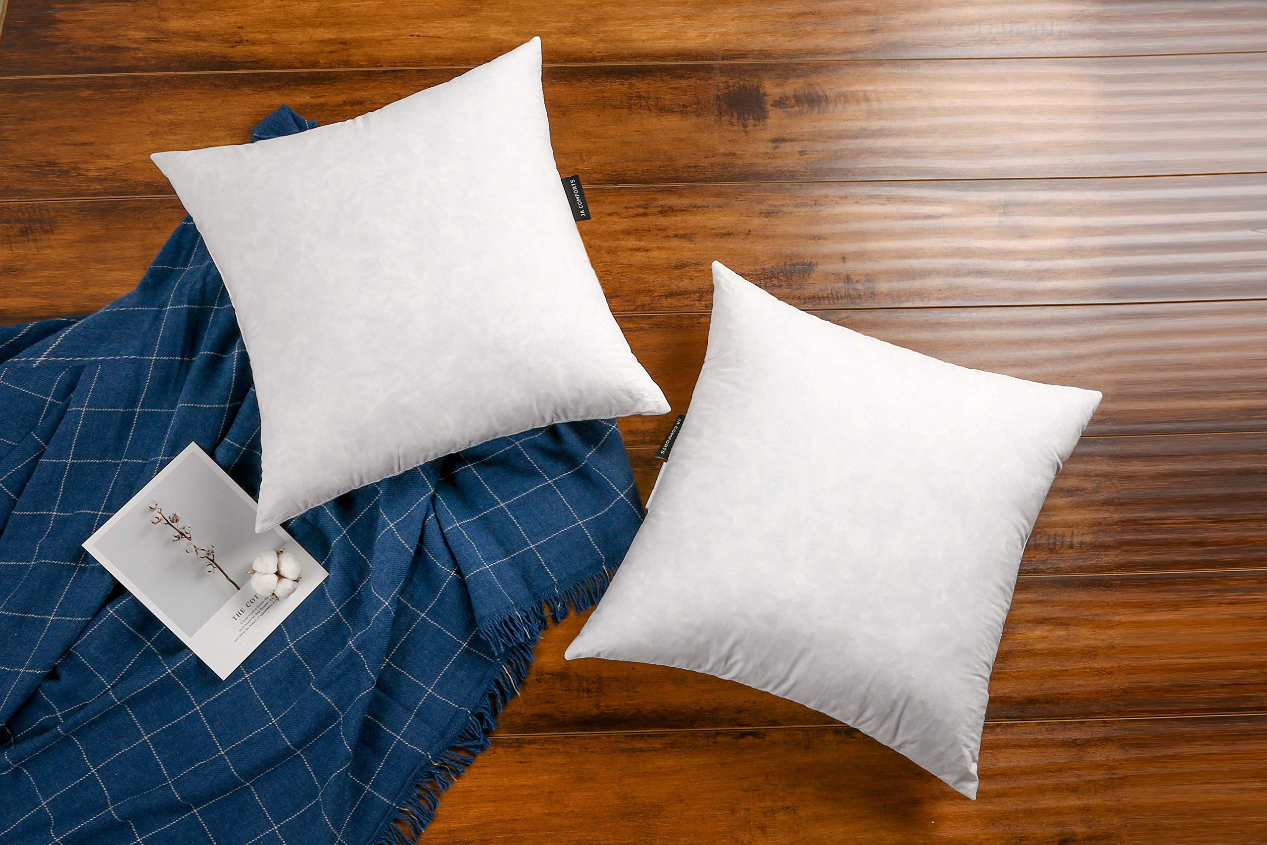 Ja Comforts 20 20 Premium Goose Down Feather Throw Pillow Inserts(Set Of 2)-5% Down Filling,High Filling Weight,250 Tc Cotton C