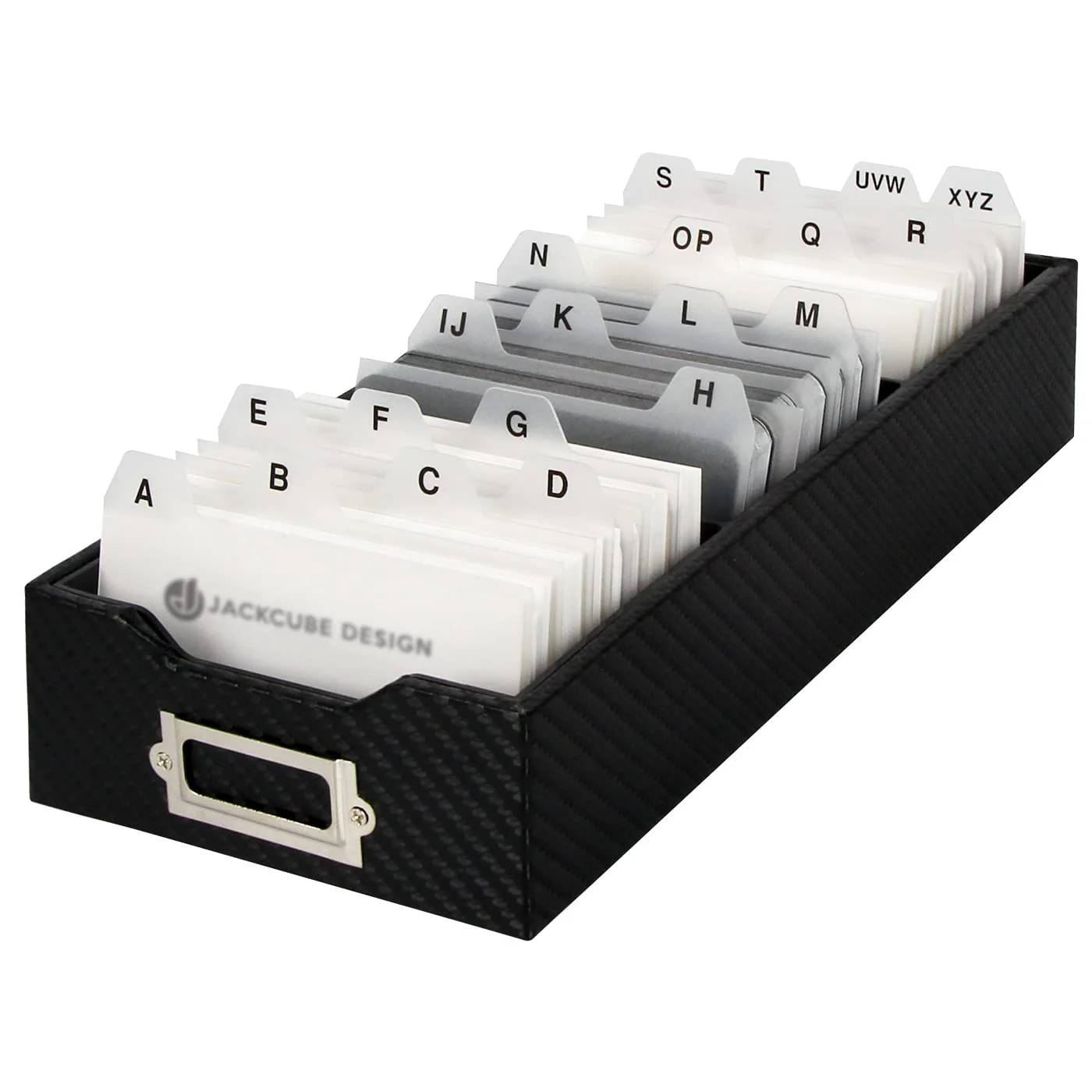 Jackcubedesign Carbon Fiber Business Card Organizer Coupon Holder Name Card Organizer Name Card Holder With Removable Divider Fo