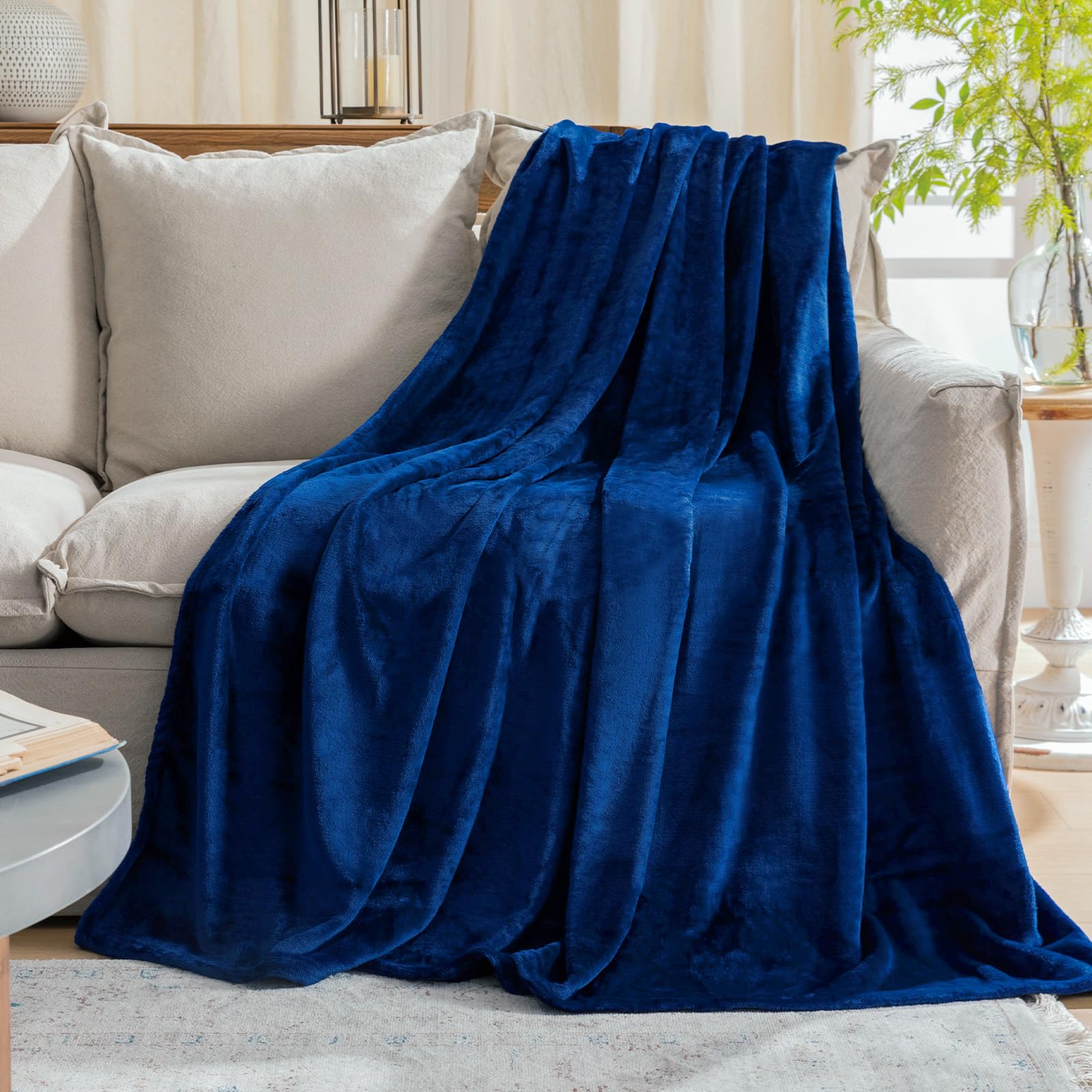 JIAHANNHA Classic Blue Throw Blanket Fleece Blanket Throw Size(60 by 80 Inches),Super Soft Cozy Plush Blanket for Couch Sofa Bed