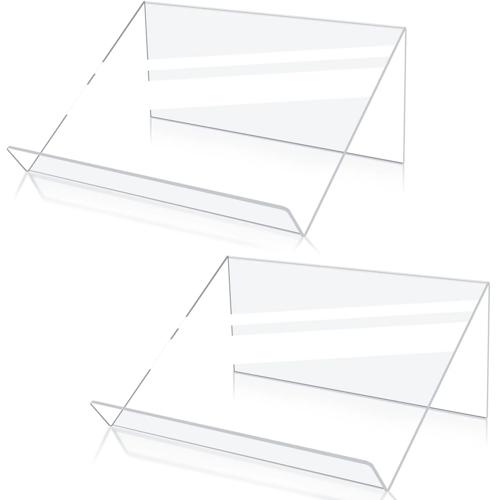 Kamehame Book Stands For Display, 2 Pack Slightly Elevated Clear Acrylic Book Display Stand With 1.5' Ledge, Book Easel Anti-Sl