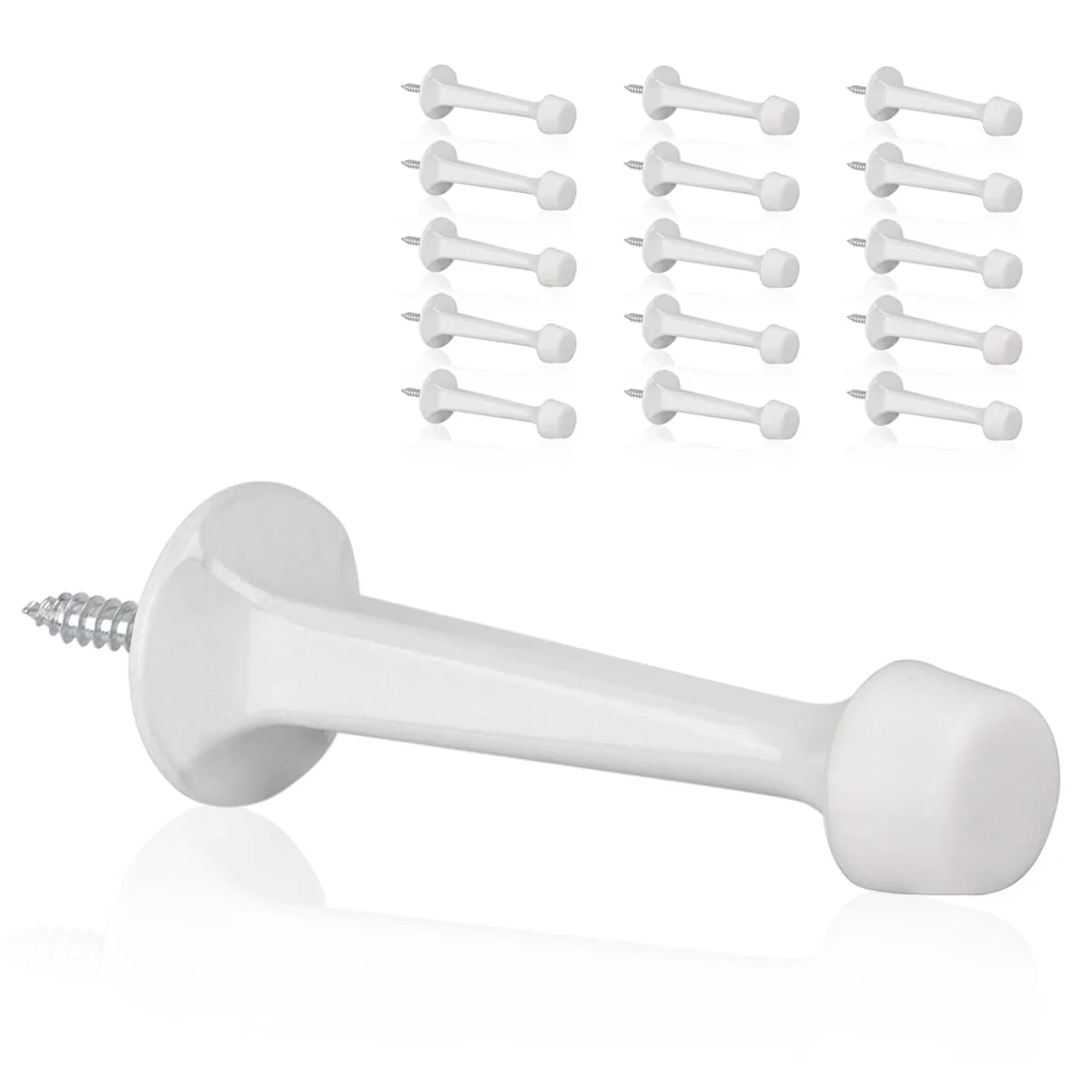 Kovosch 16 Pack Solid Rigid Door Stops - Heavy Duty Door Stoppers Wall Protector With Soft Rubber Tips, White