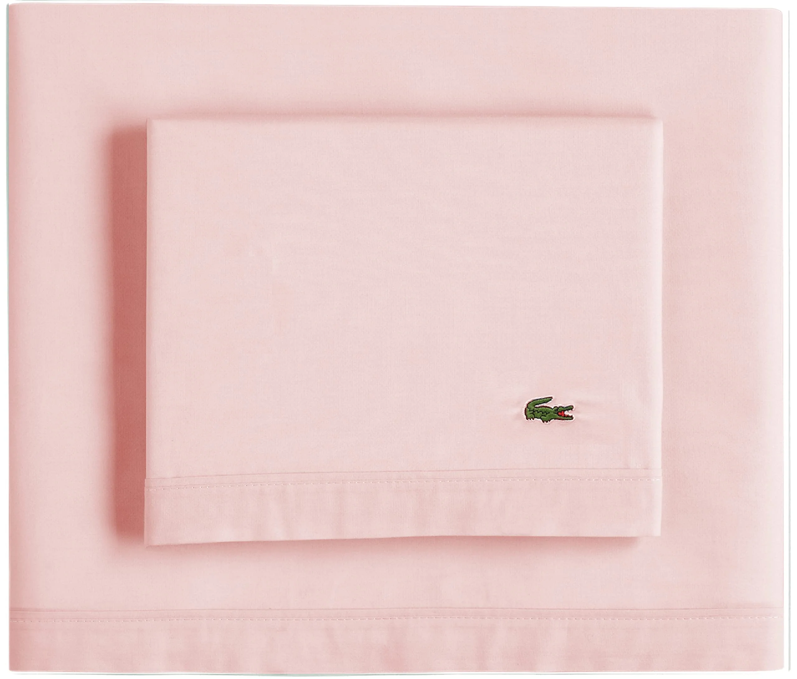 Lacoste 100% Cotton Percale Sheet Set, Solid, Iced Pink, Twin
