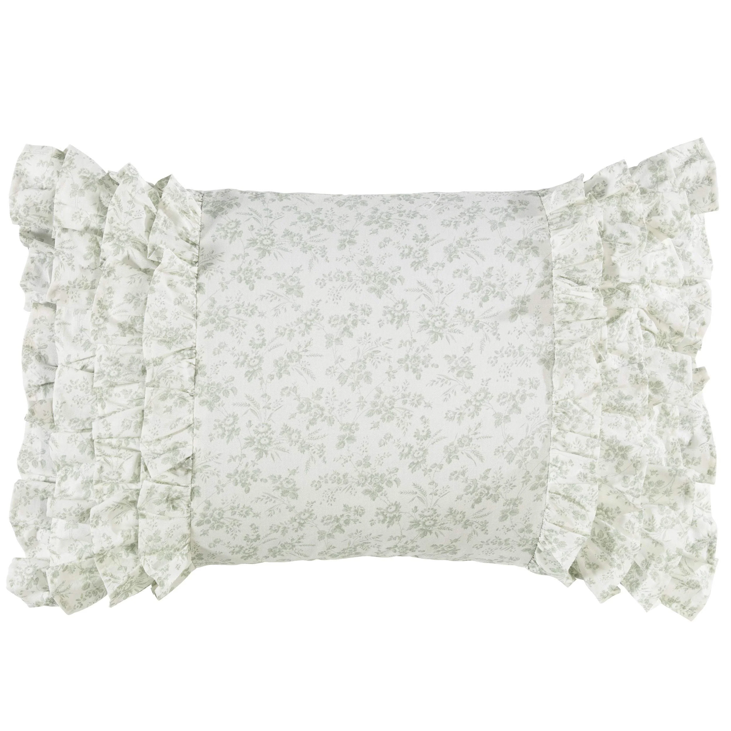 Laura Ashley Throw Pillow Cotton Envelope Closure, Elegant Home Decor For Couch Or Bed, 14' X 20', Harper Pale Green
