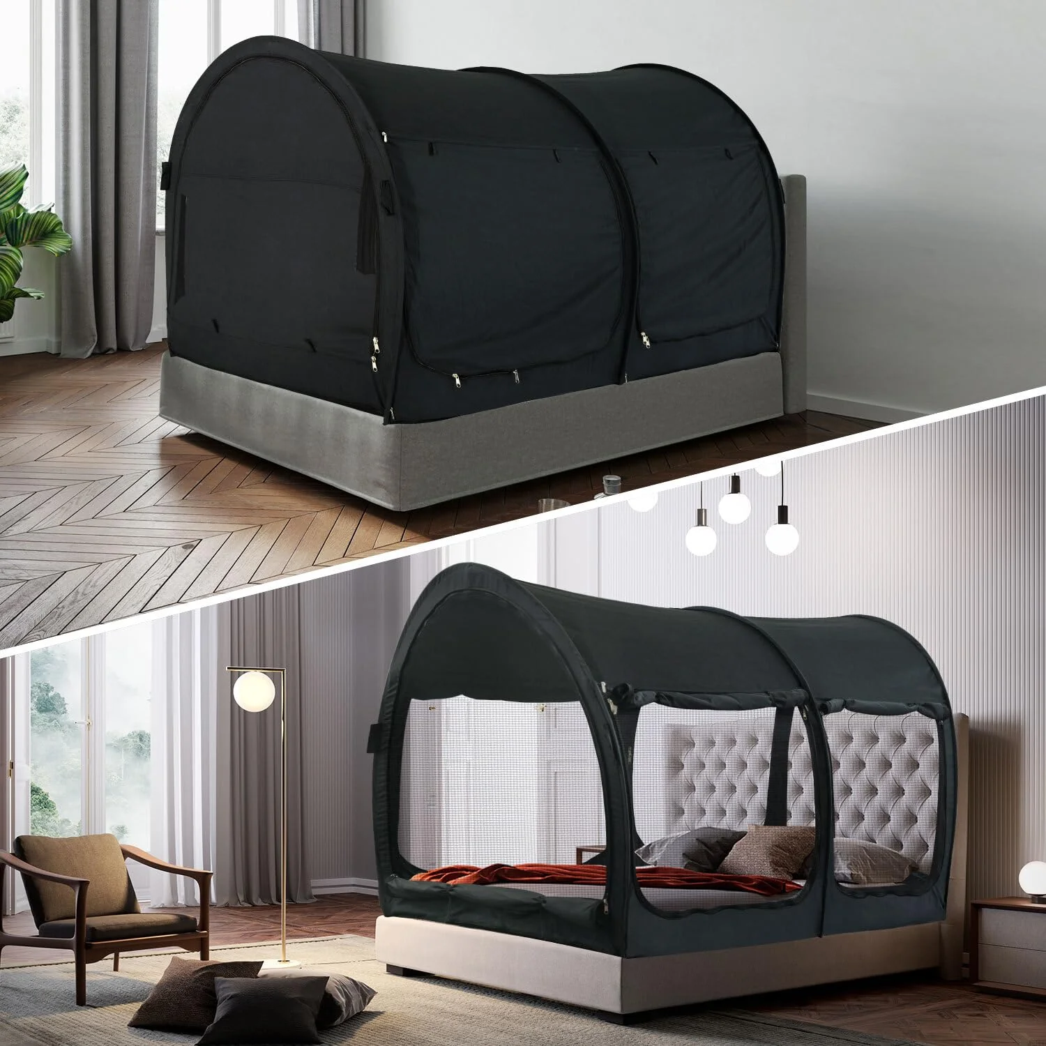 LEEDOR Bed Canopy Bed Tents Dream Tents Privacy Space,Sleeping Tents Indoor Pop Up Portable Frame,Mosquito Net Curtains Breathab