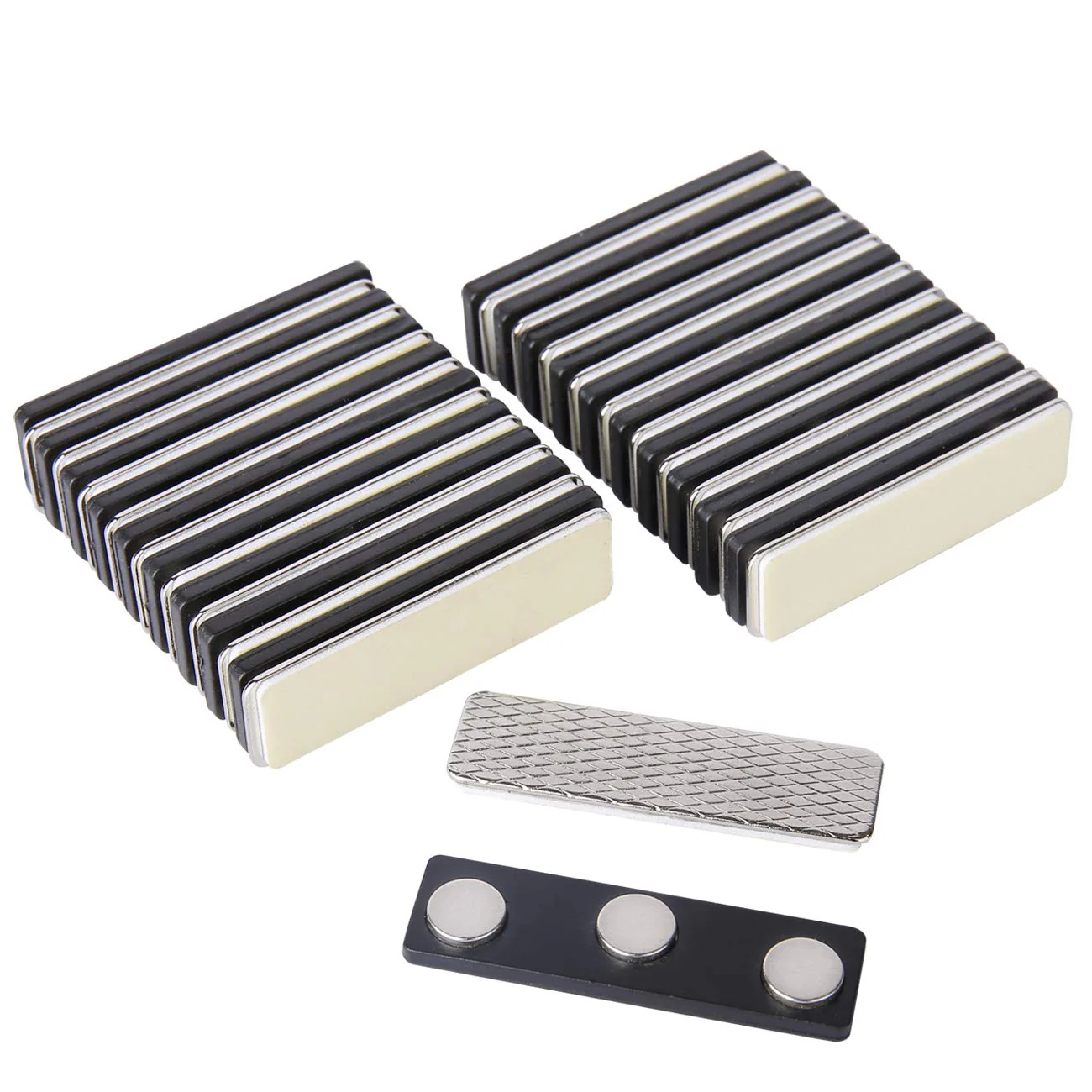 Magreen Magnetic Name Badge Holders - 20 Pack ID Badge Magnets, Strong Neodymium, Stainless Steel, Silver