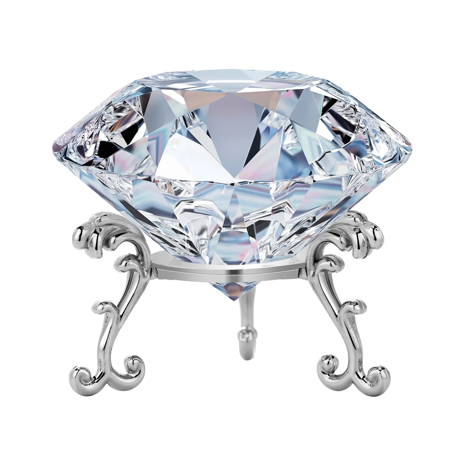 MerryNine Top K9 Clear Crystal Diamond Paperweight Decoration with Sliver Triangle Base, Decoration Wedding, Store, Home, Office