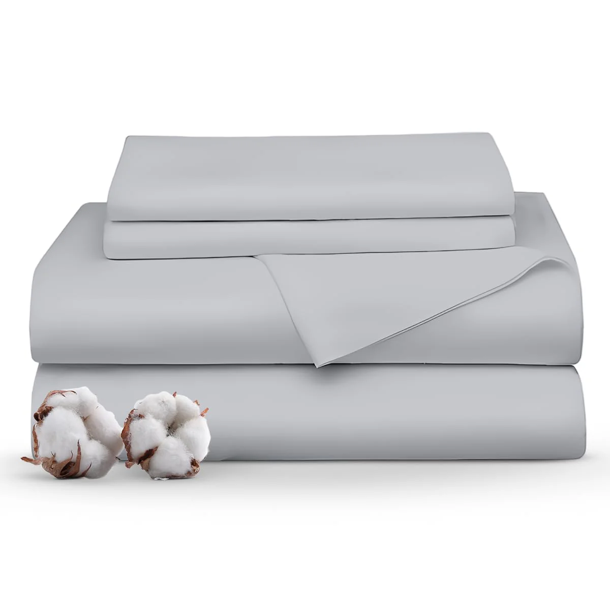 Minor Monkey California King Sheet Sets 100% Egyptian Cotton 1000 Thread Count Light Grey Bed Sheets For Cal King Size Bed 4 Pie