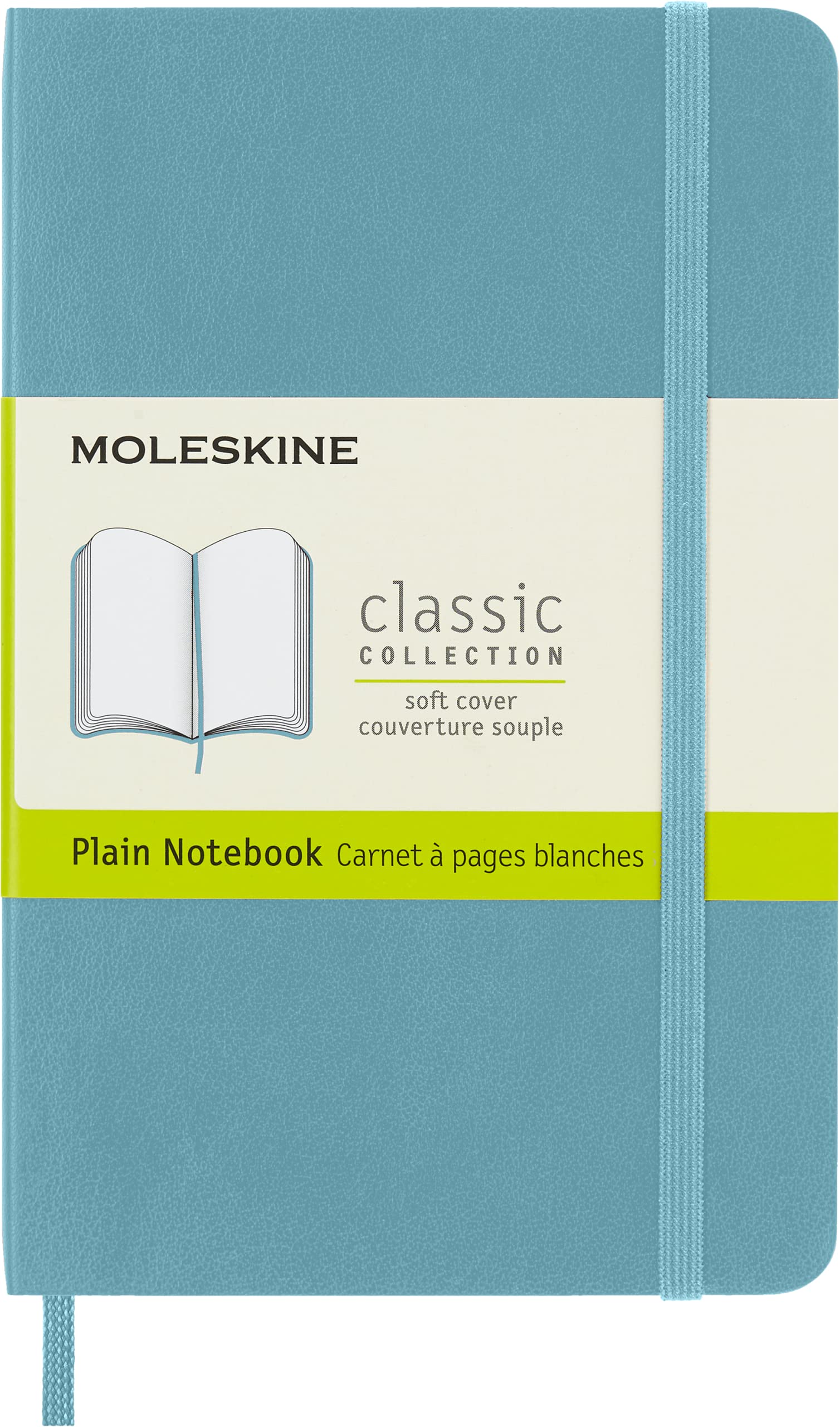 Moleskine Classic Pocket Notebook, Soft Cover, Reef Blue, 192 Pages, Model QP613B35, Plain/Blank