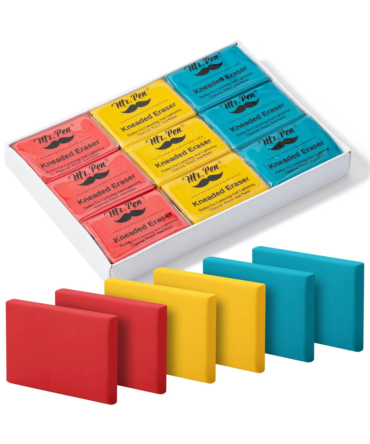 Mr. Pen Kneaded Eraser Set, 18 Colorful Rubber Art Erasers, Model ZFKS018M408VS, Ideal for Artists and Drawing