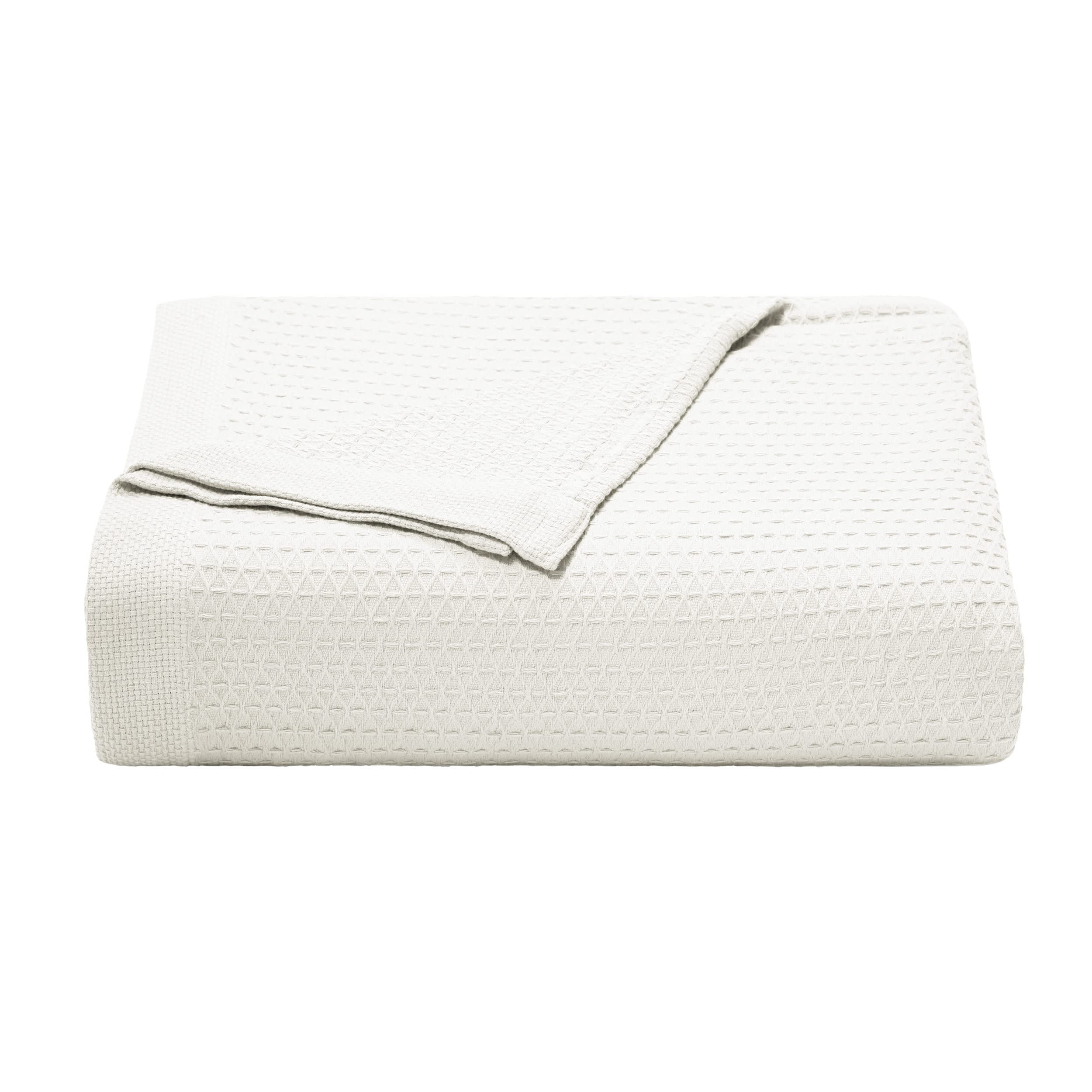 Nautica - Queen Blanket, Cotton Medium-Weight Bedding, Home Decor For All Seasons (Baird White, Queen)