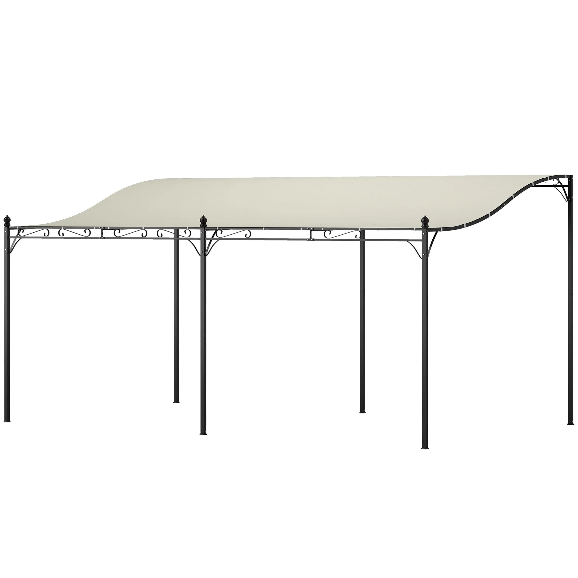 Outsunny 10' X 16' Outdoor Pergola Canopy, Wall-Mounted Metal Patio Canopy With Weather-Resistant Fabric And Drainage Holes For