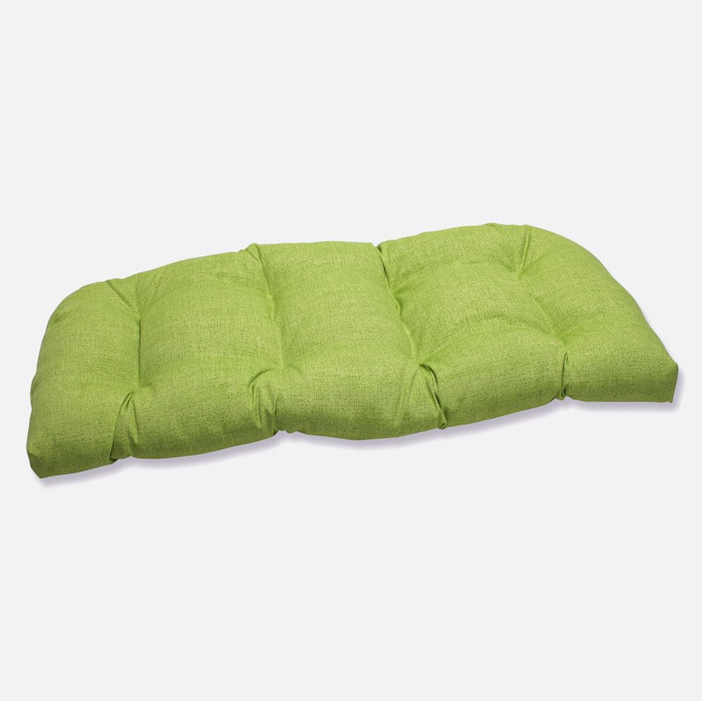 Pillow Perfect Pompeii Solid Indoor/Outdoor Wicker Patio Sofa/Swing Cushion Tufted, Weather And Fade Resistant, 19' X 44', Gre