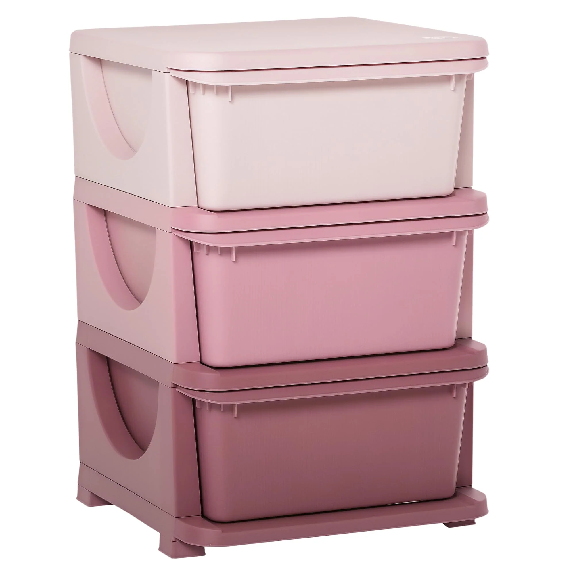 Qaba 3 Tier Kids Storage Unit, 3 Drawer Chest Toy Organizer Plastic Bins for Kids Bedroom Nursery Kindergarten Living Room for B
