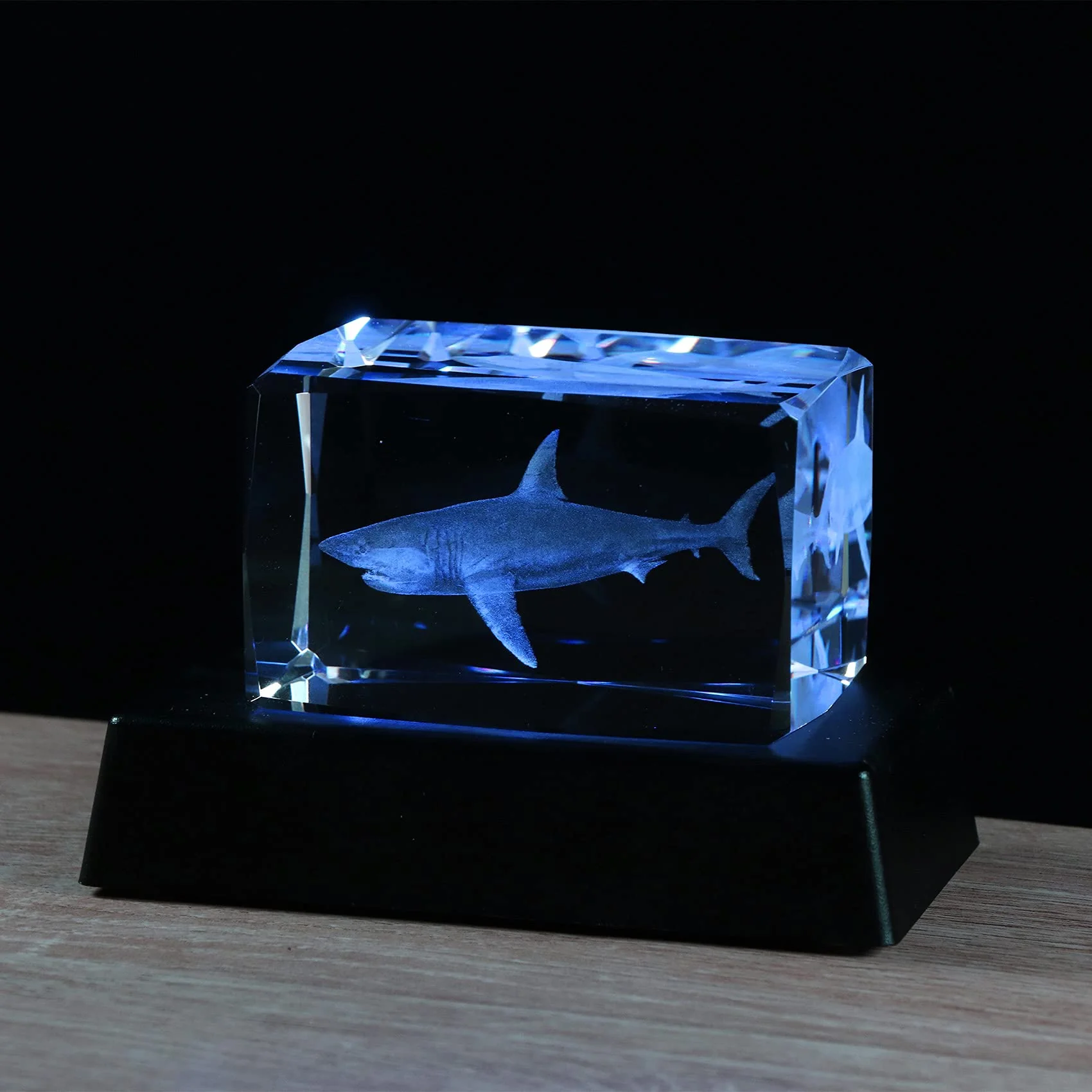 Qianwei 3D Crystals Shark Gifts for Shark Lovers,Shark Decor Glass Figurine Shark Jaw Stuff Birthday for Lovers,Keepsake&Paperwe