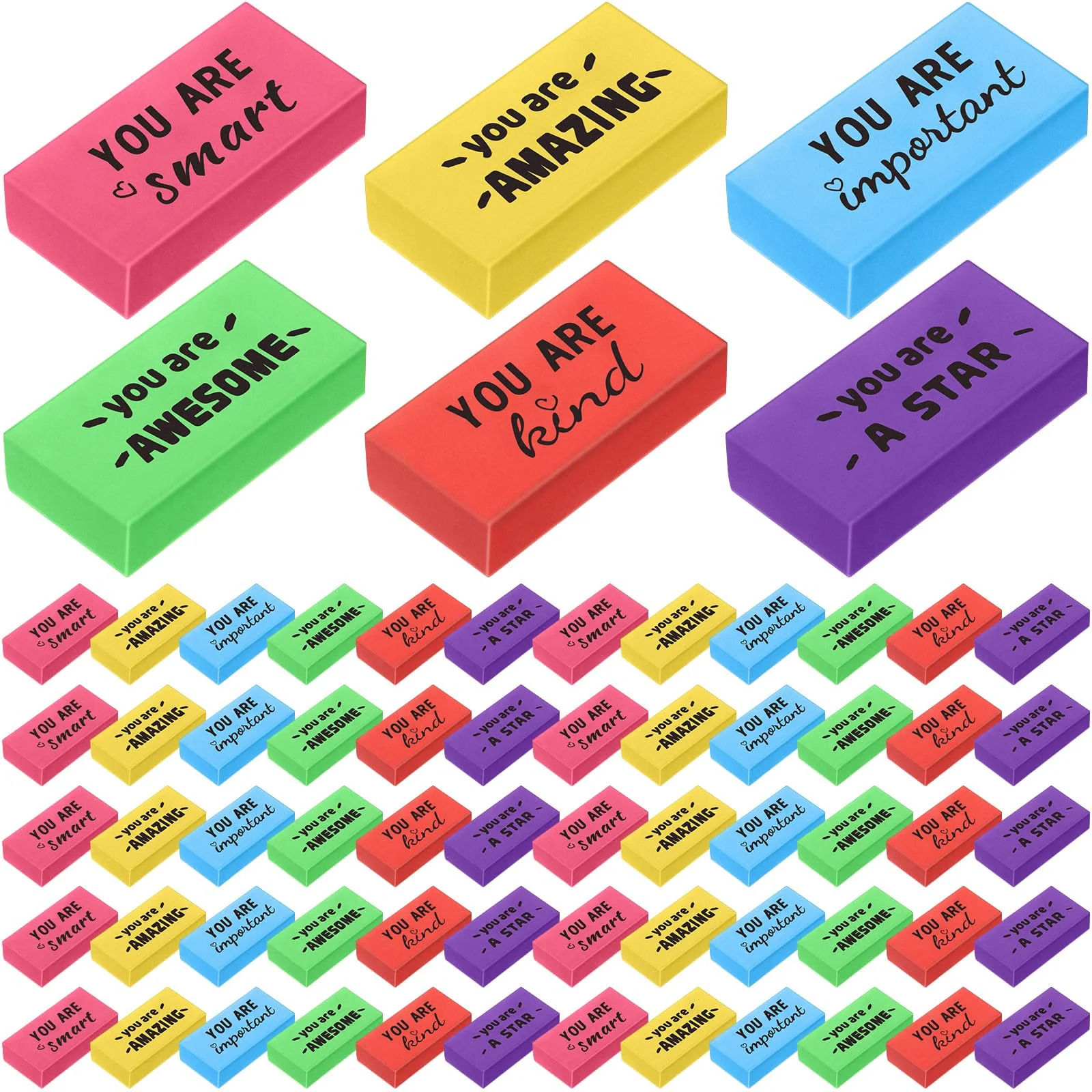 Resurhang 180 Pcs Inspirational Erasers for Kids Christian Pencil Erasers Bulk, Back-to-School Gifts Motivational and Cute Suppl