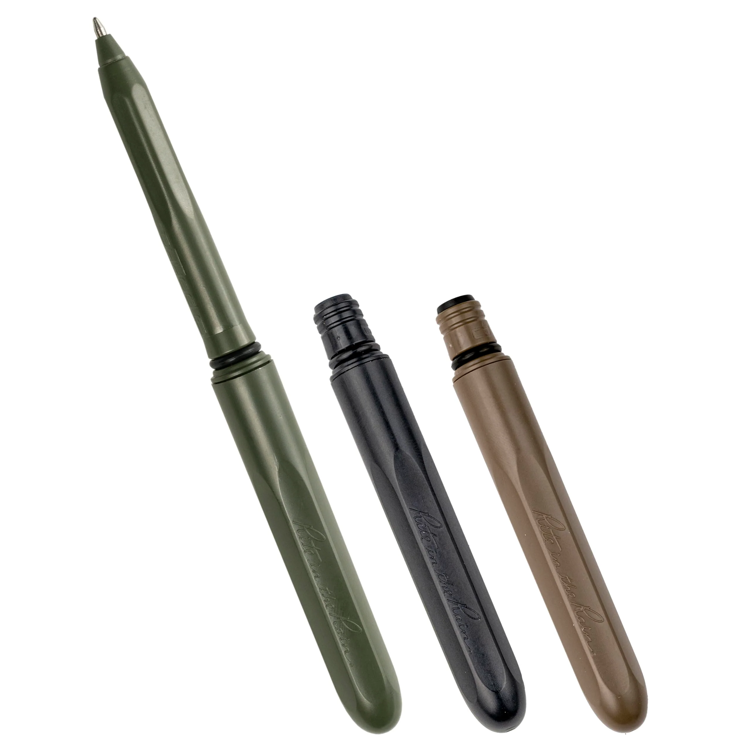 Rite In The Rain All-Weather Edc Pen, Flat Dark Earth, Black, Od Green Pokka 3-Pack, Black 0.8Mm Ink, Fine Point (No. Tac92)