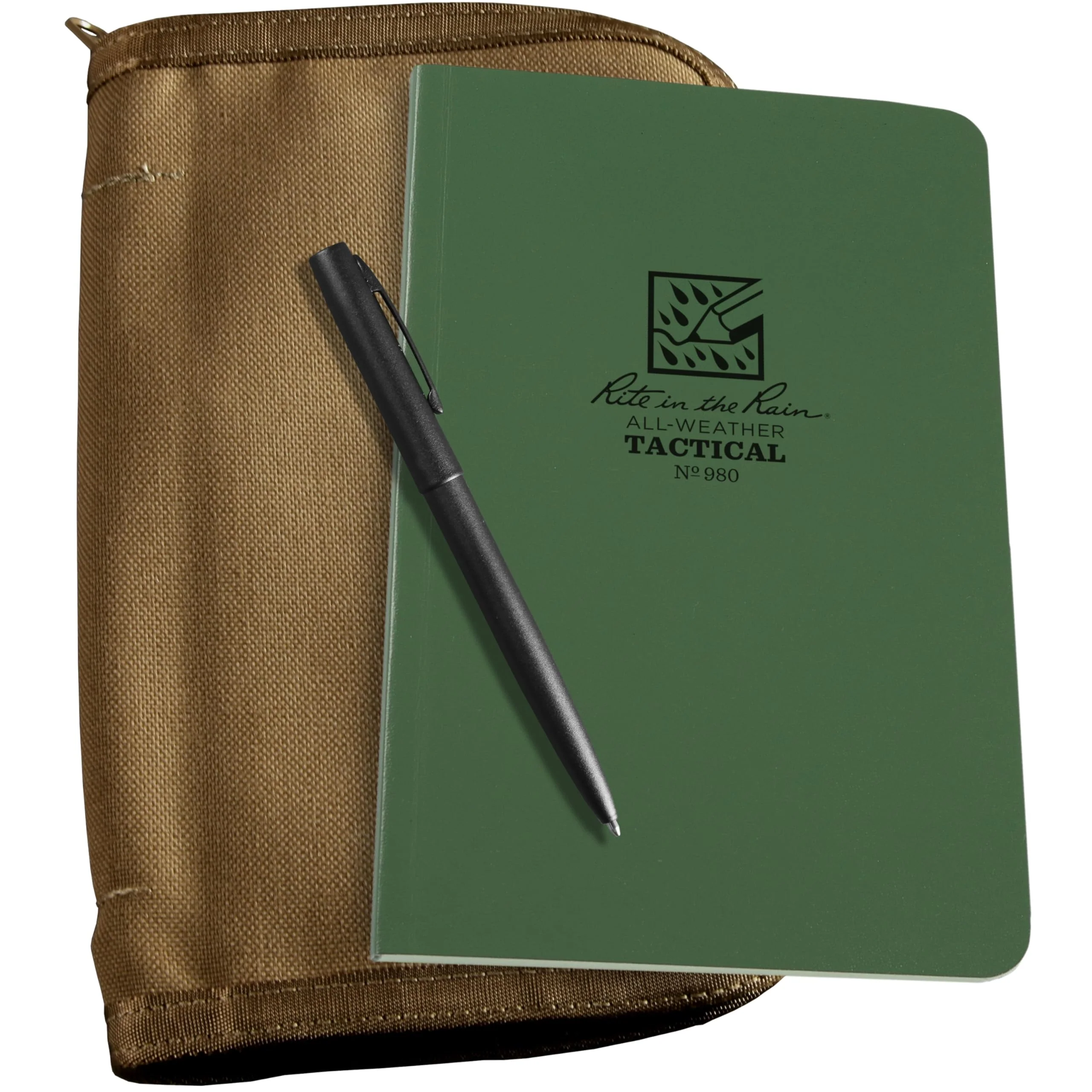 Rite In The Rain Weatherproof Tactical Field Kit: Tan Cordura Fabric Cover, 4.625' X 7.25' Green Tactical Notebook, And Weathe