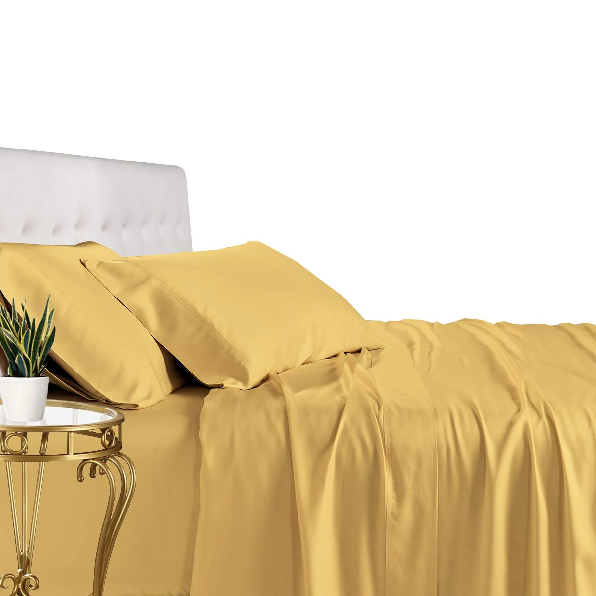Royal Tradition Viscose From Bamboo Bed Sheets, Twin Extra Long Xl, Solid Gold, Super Soft And Cool 3Pc Sheet Set