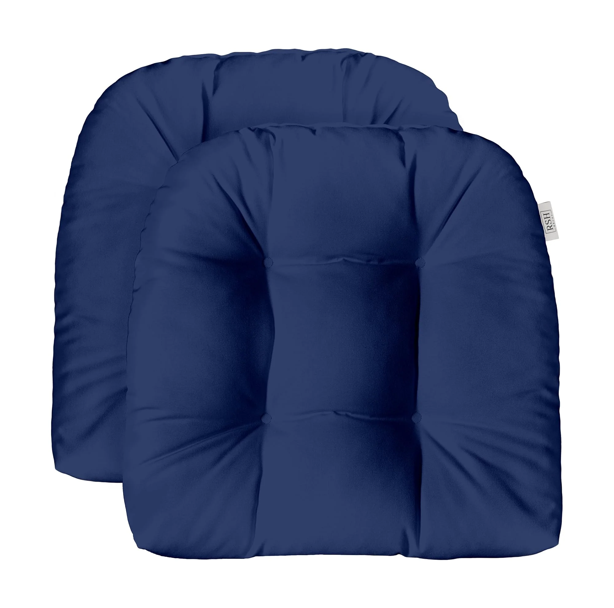 Rsh Decor: Tufted U-Shape Wicker Seat Cushions Set Of 2 | 22 X 22 | Water & Fade-Resistant Spun Fabric | Outdoor Chair Cus