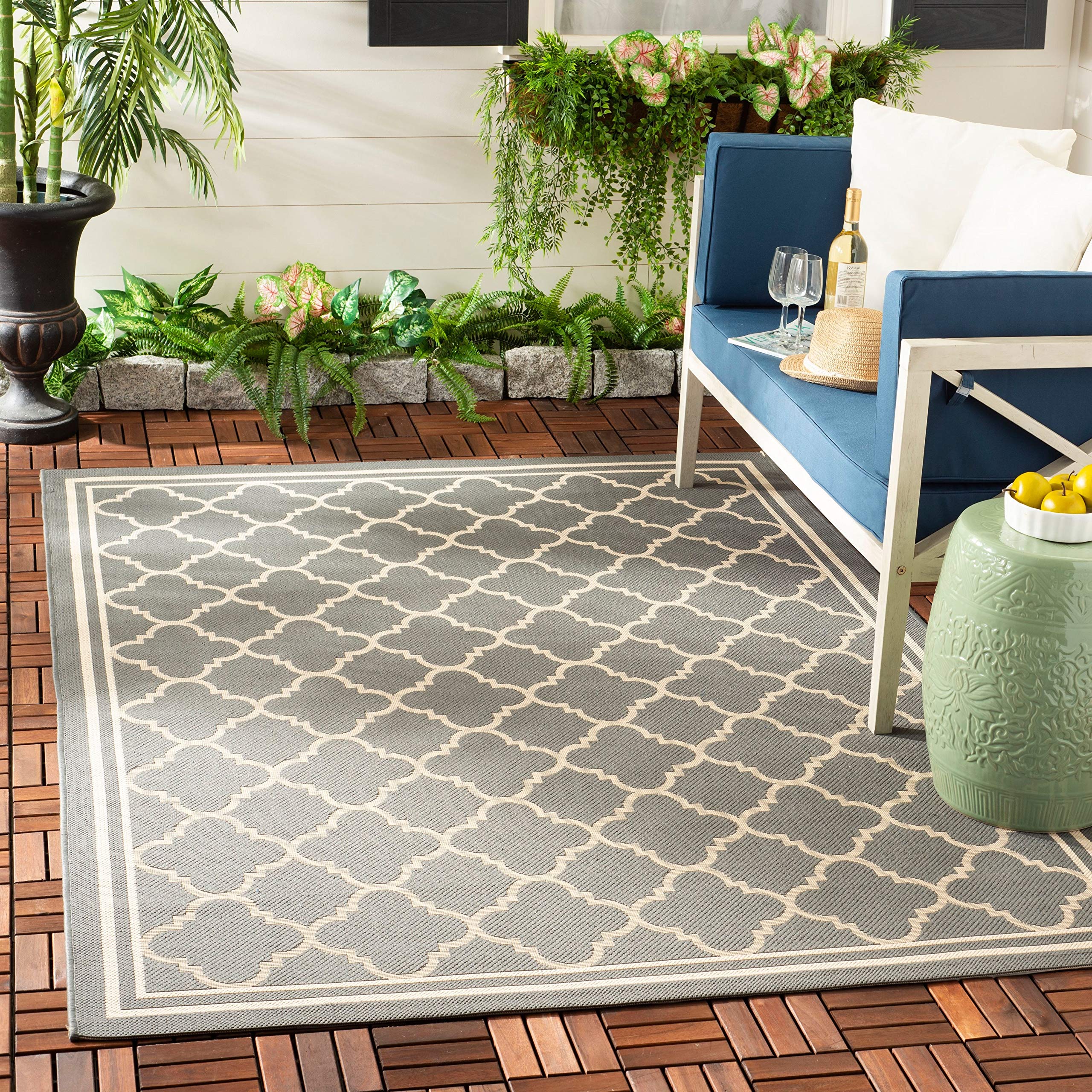 Safavieh Courtyard Collection 2' X 3'7' Green/Beige Cy6918 Trellis Indoor/ Outdoor Waterproof Easy Cleaning Patio Backyard Mudr - Image 2
