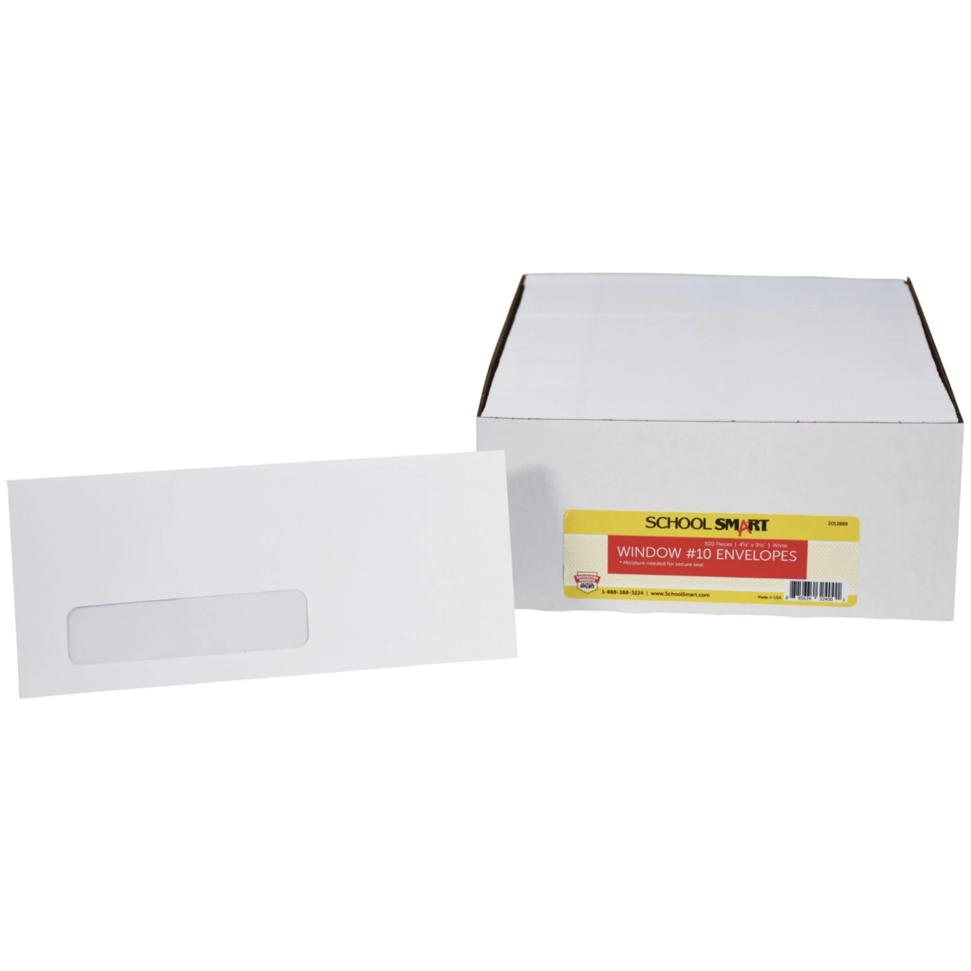 School Smart Window Envelopes With Gummed Flap Closure, No 10, White, Pack Of 500