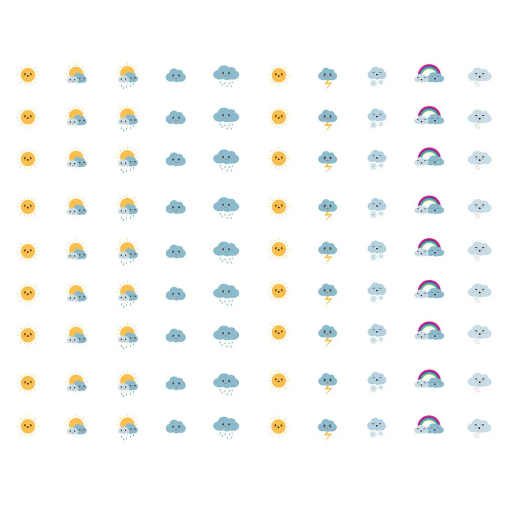 Seasonstorm Cute Weather Logo Emoticon Precut Waterproof Decoration Album Planner Stickers Scrapbooking Diary Sticky Paper Flake