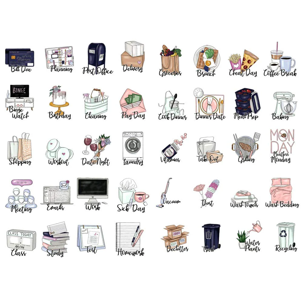 Seasonstorm Woman Kawaii Daily Housework Words Aesthetic Happy Planner Diary Journal Stationery Scrapbooking Stickers Travel Art