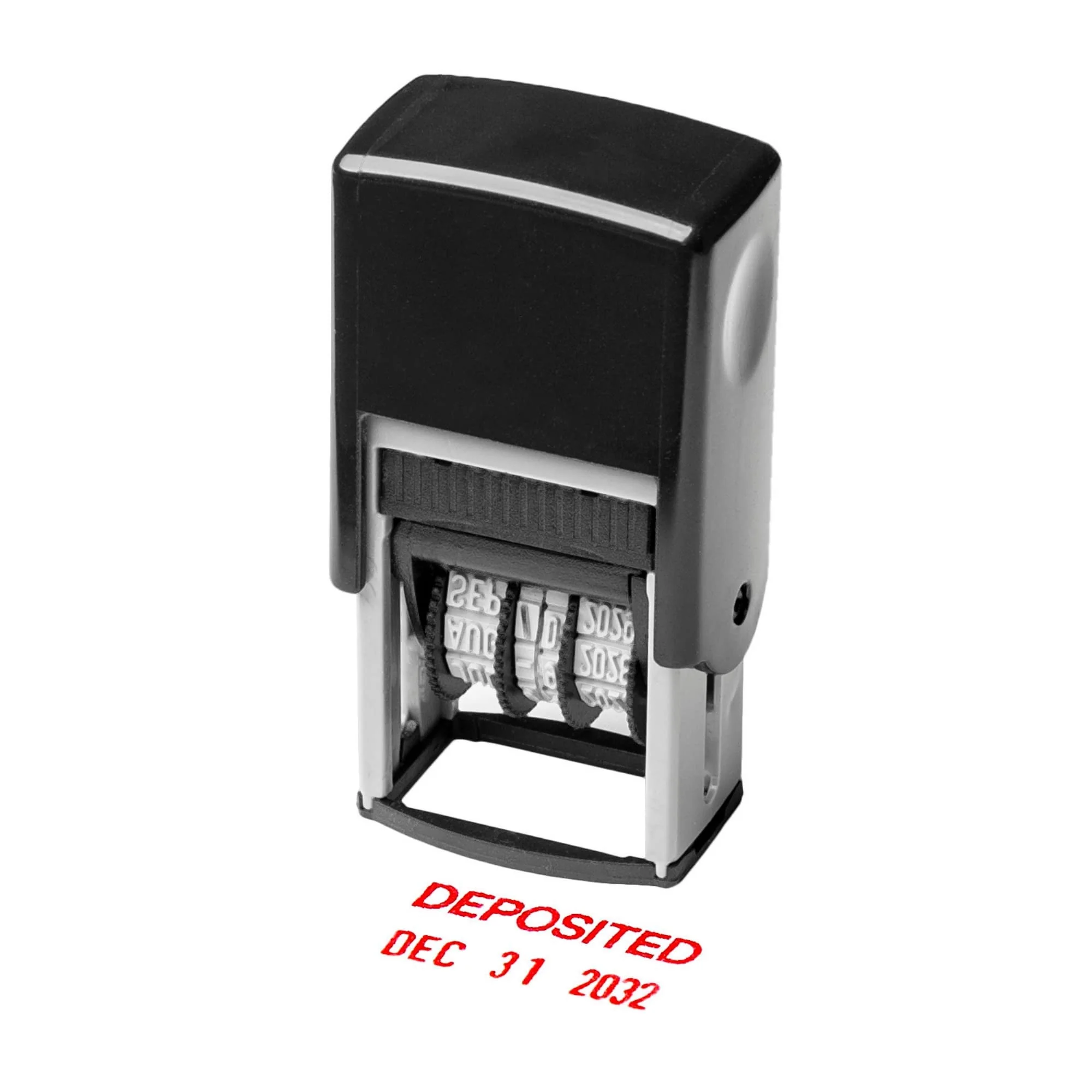 Self Inking Rubber Stamp, Phrase With Date Stamp, Refillable Office Supply Business Stamps (Deposited)