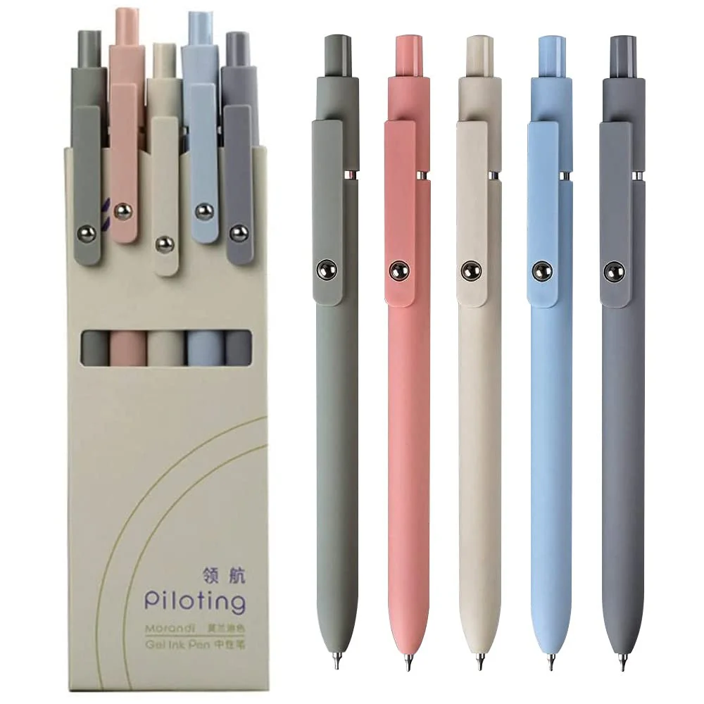 sencoo 5 pack Blue Gel Pens Quick Dry Ink Pens Fine Point Retractable Roller Ball Pens 0.5mm Smooth Writing Pens Cute Pens Aesth