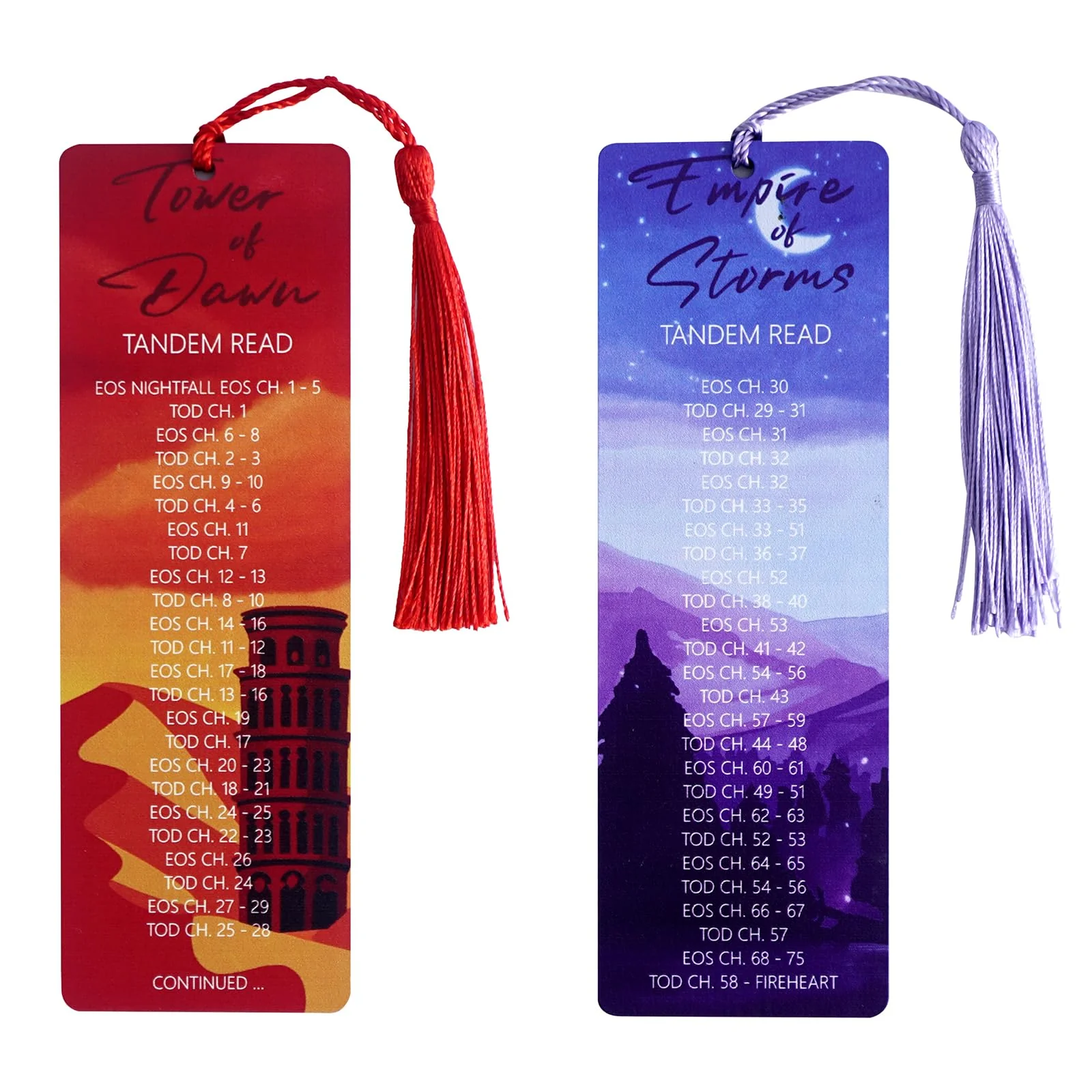 Set of 2 pcs - Throne Themes Tandem Read Bookmarks for Women with Silk Tassel, Fantasy Book Marks - Perfect Book Markers Merchan