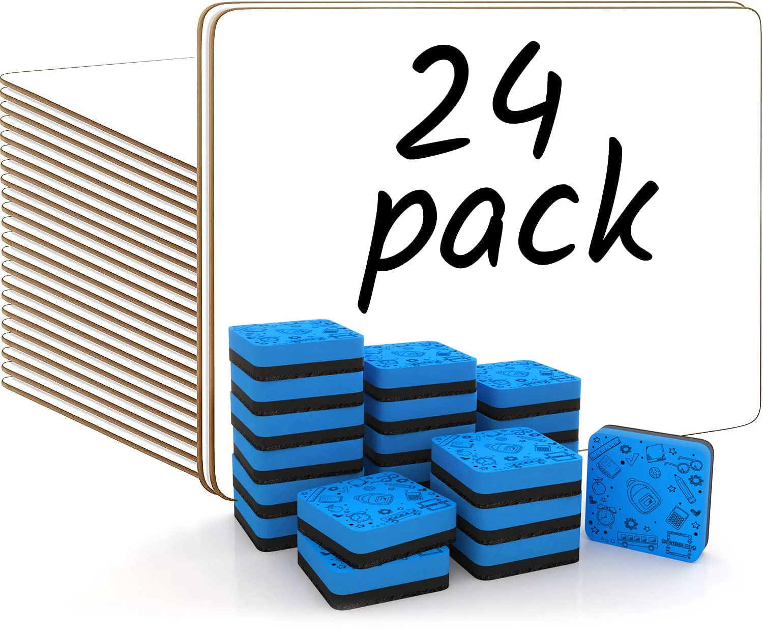 Set Of 24 Small White Board Dry Erase Boards Classroom Pack Mini White Boards 9'X12 Double Sided Personal Whiteboards For St