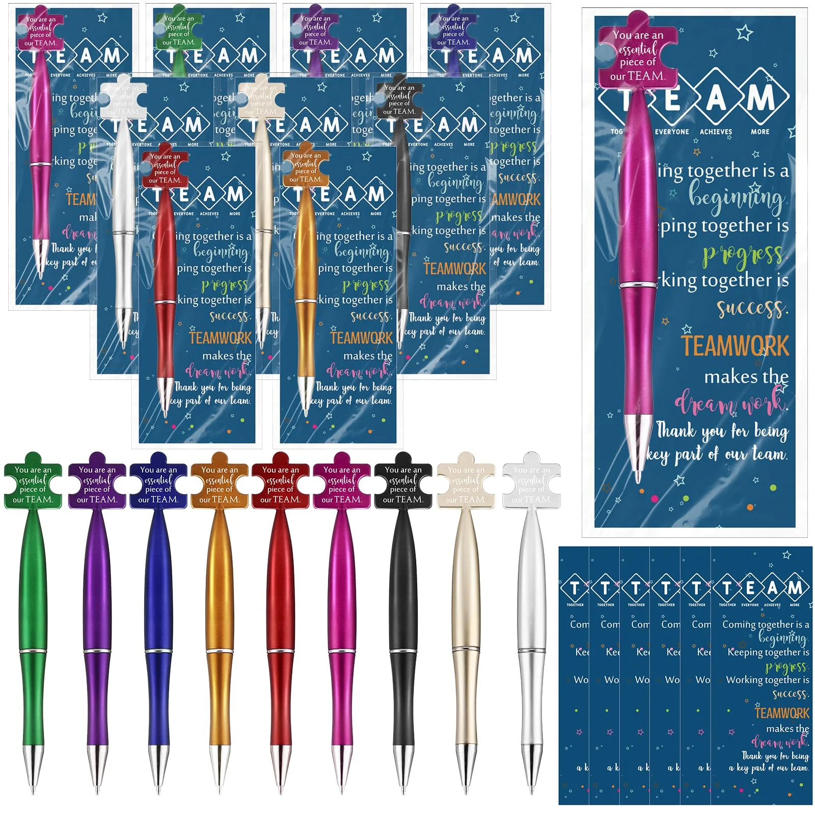 Sinload 30 Sets Christmas Team Appreciation Gifts for Employees Thank You Pens Bulk Inspirational Puzzle Ballpoint Pens and Moti