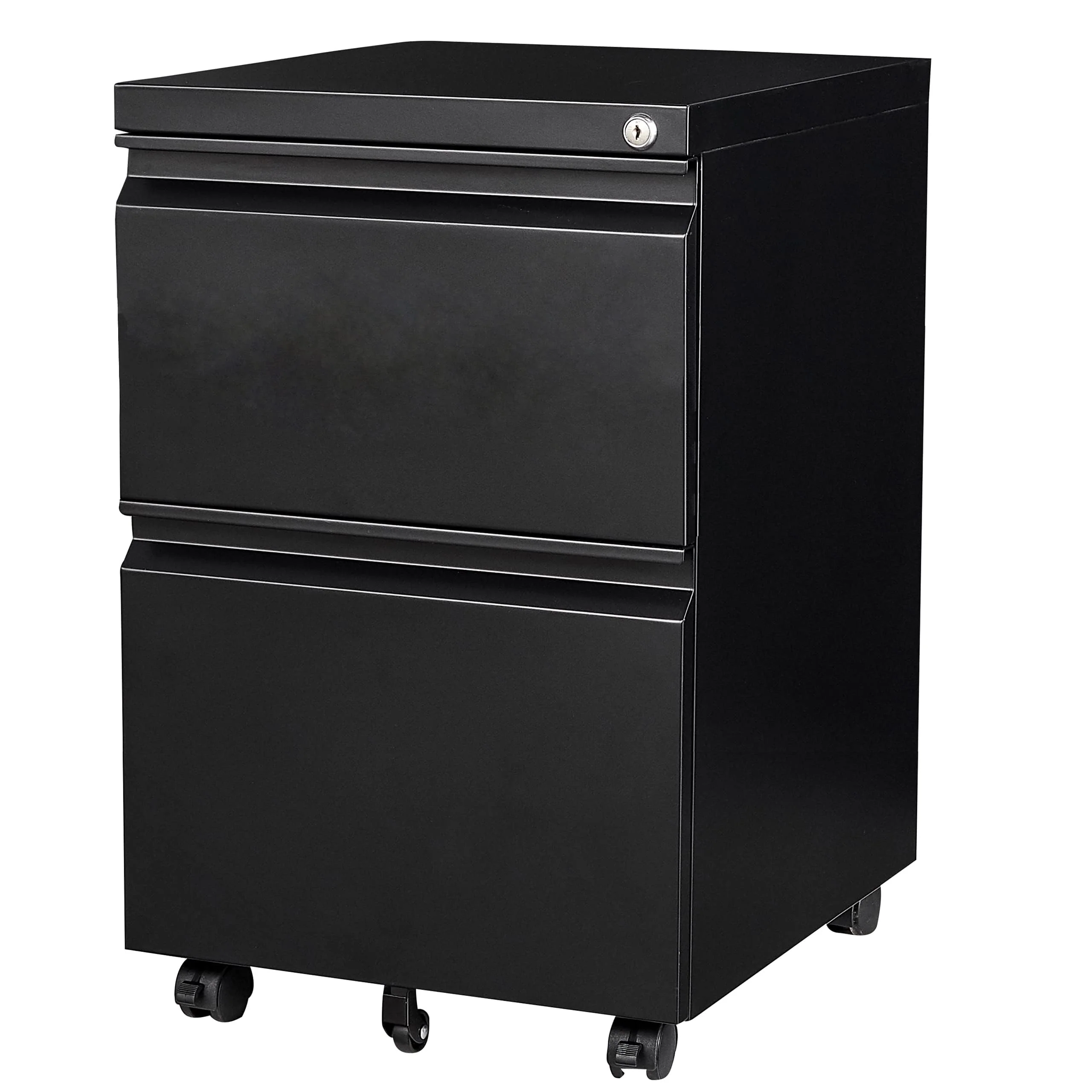 SISESOL 2 Drawer File Cabinet on Wheels,Metal Filing Cabinet with Lock,Black Rolling File Cabinets with Casters,Under Desk Offic