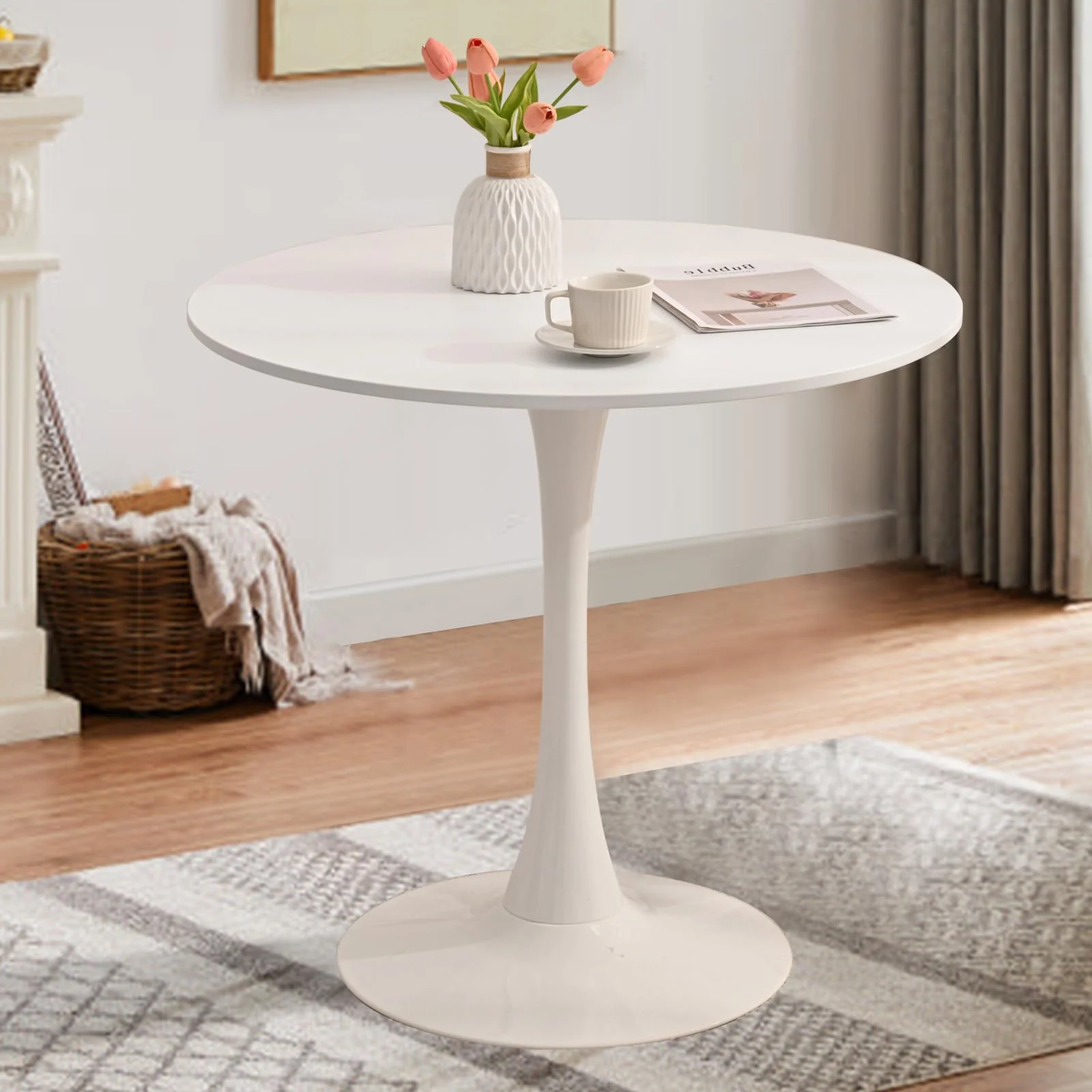 Soartalent 31.5' Round Dining Table For 2 Mdf Table Top And Heavy Metal Dining Table Leg For Kitchen Dining Room Apartment Smal